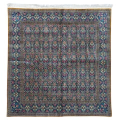 Tapis persan en soie Qum d'une extrême finesse 6'4" x 6'5