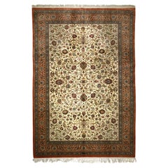Tapis persan en soie Qum extrêmement fin 7'9" x 11'5