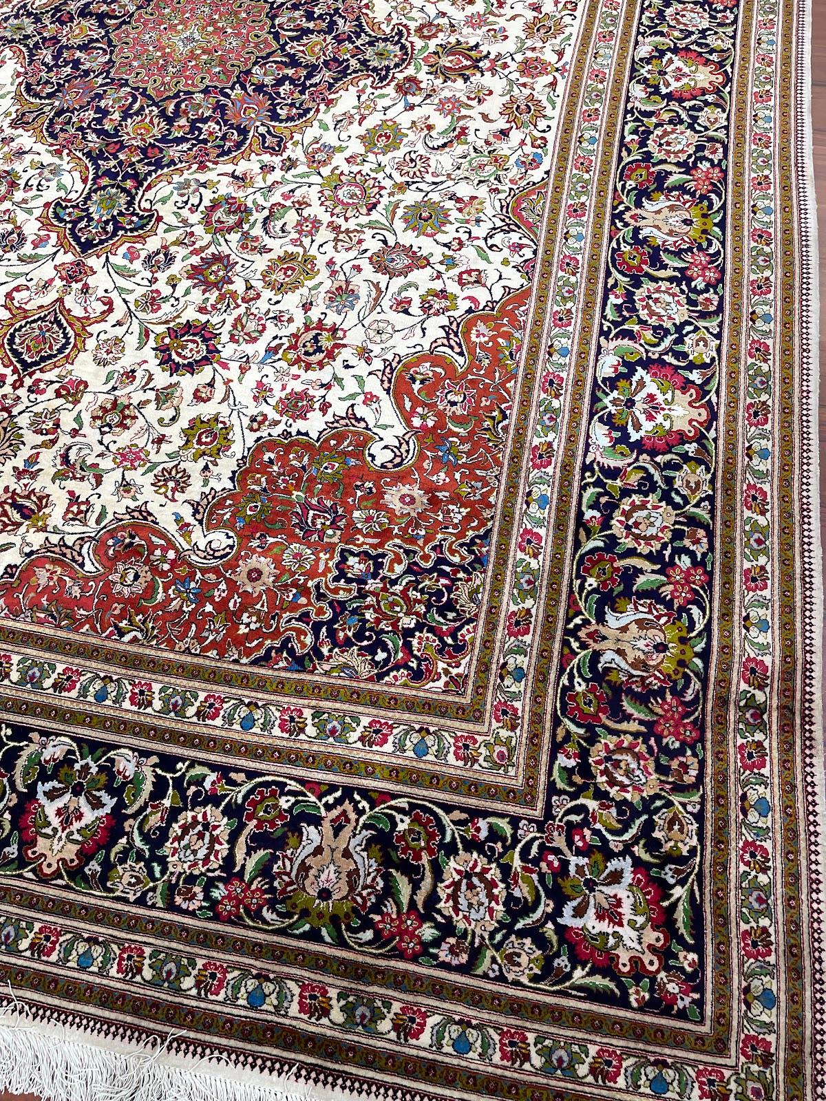 Hand-Knotted Extremely Fine Persian Silk Qum Rug/Carpet Description: For Sale