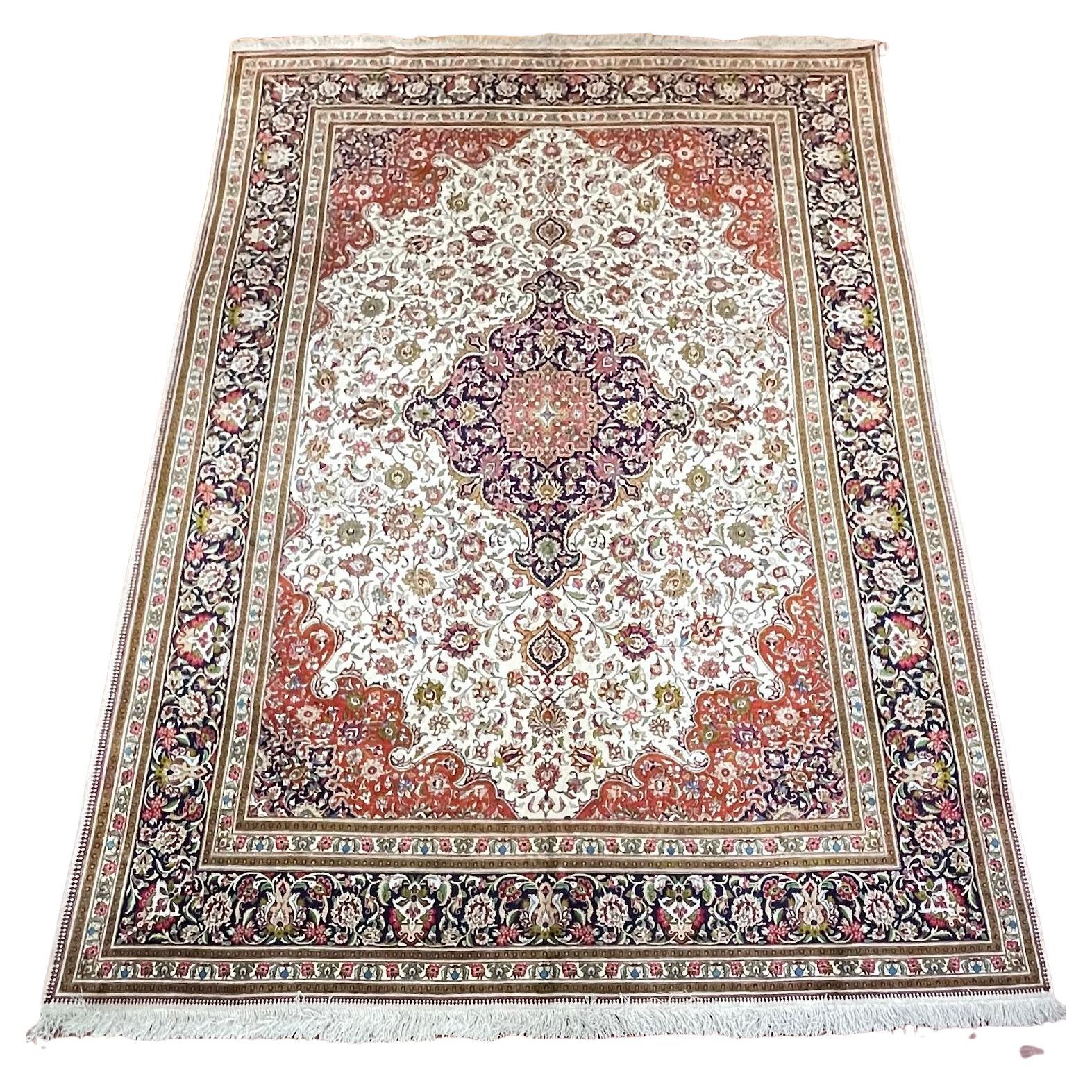 Extremely Fine Persian Silk Qum Rug/Carpet Description: For Sale