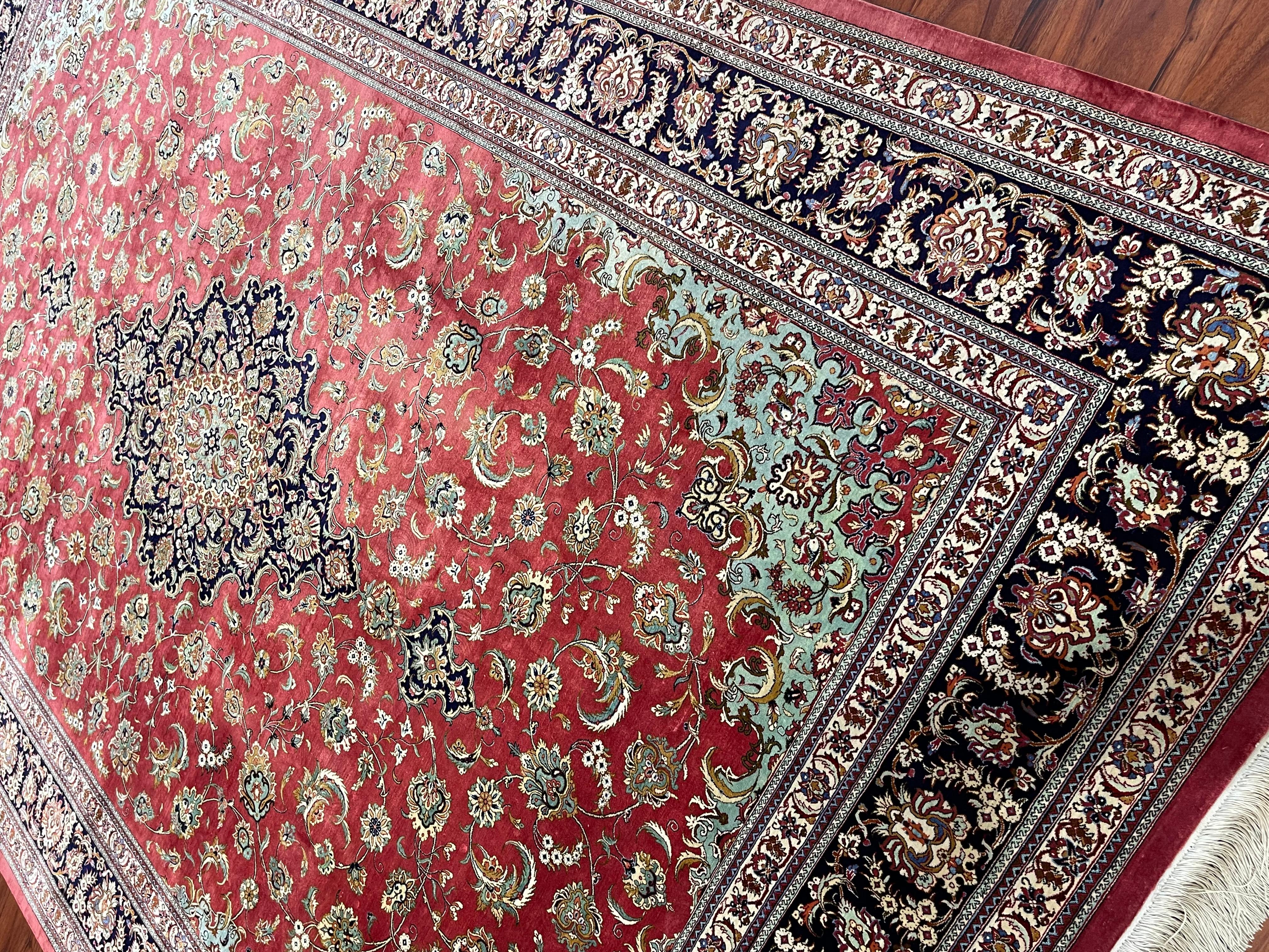 This is a Persian Silk Qum rug originated from iran. The Material is 100% silk. The Dimensions are 6’5” X 9’10” ft. Condition of the item is purely Excellent. Circa (Date of manufacture) 20th century.
 
