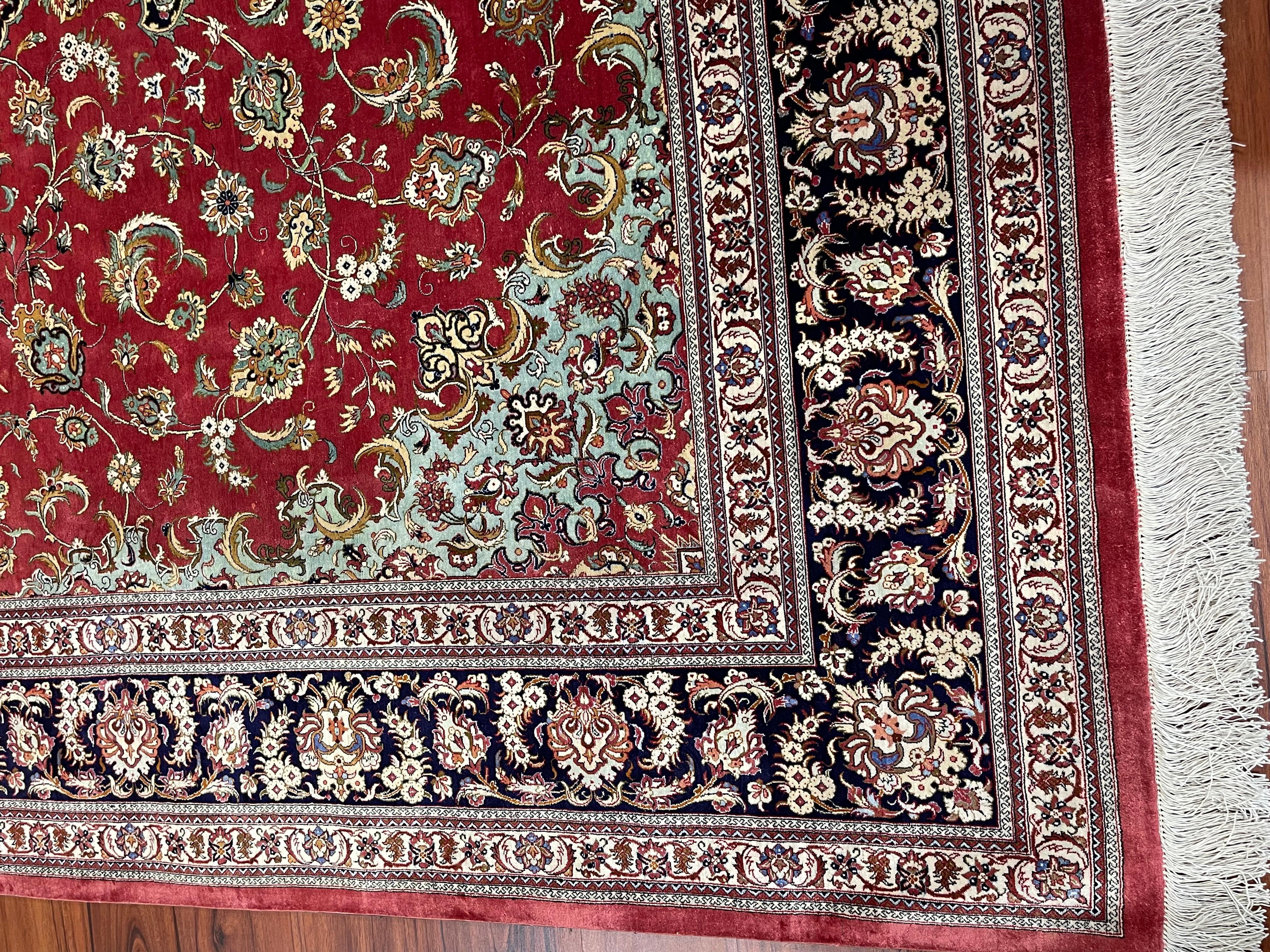 Hand-Knotted Extremely Fine Persian Silk Qum Rug/Carpet For Sale