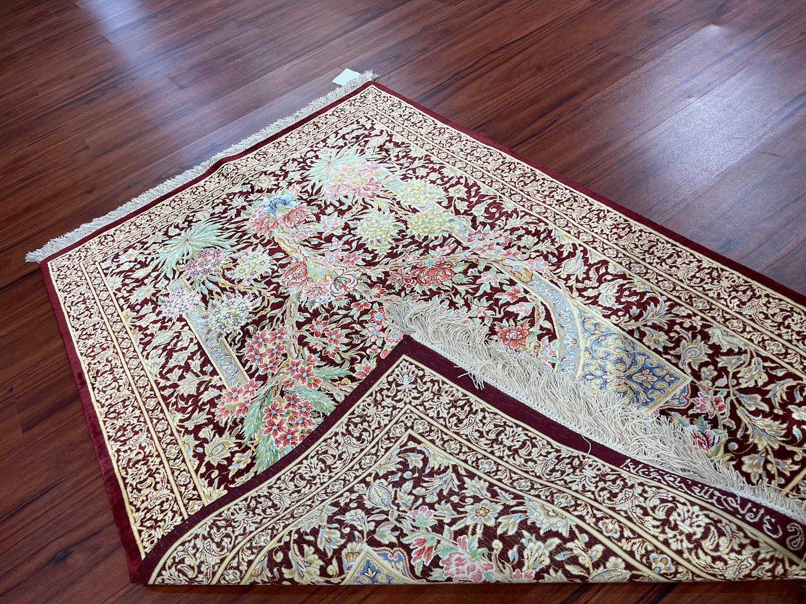 Hand-Knotted Extremely Fine Persian Silk Qum Rug/Carpet For Sale