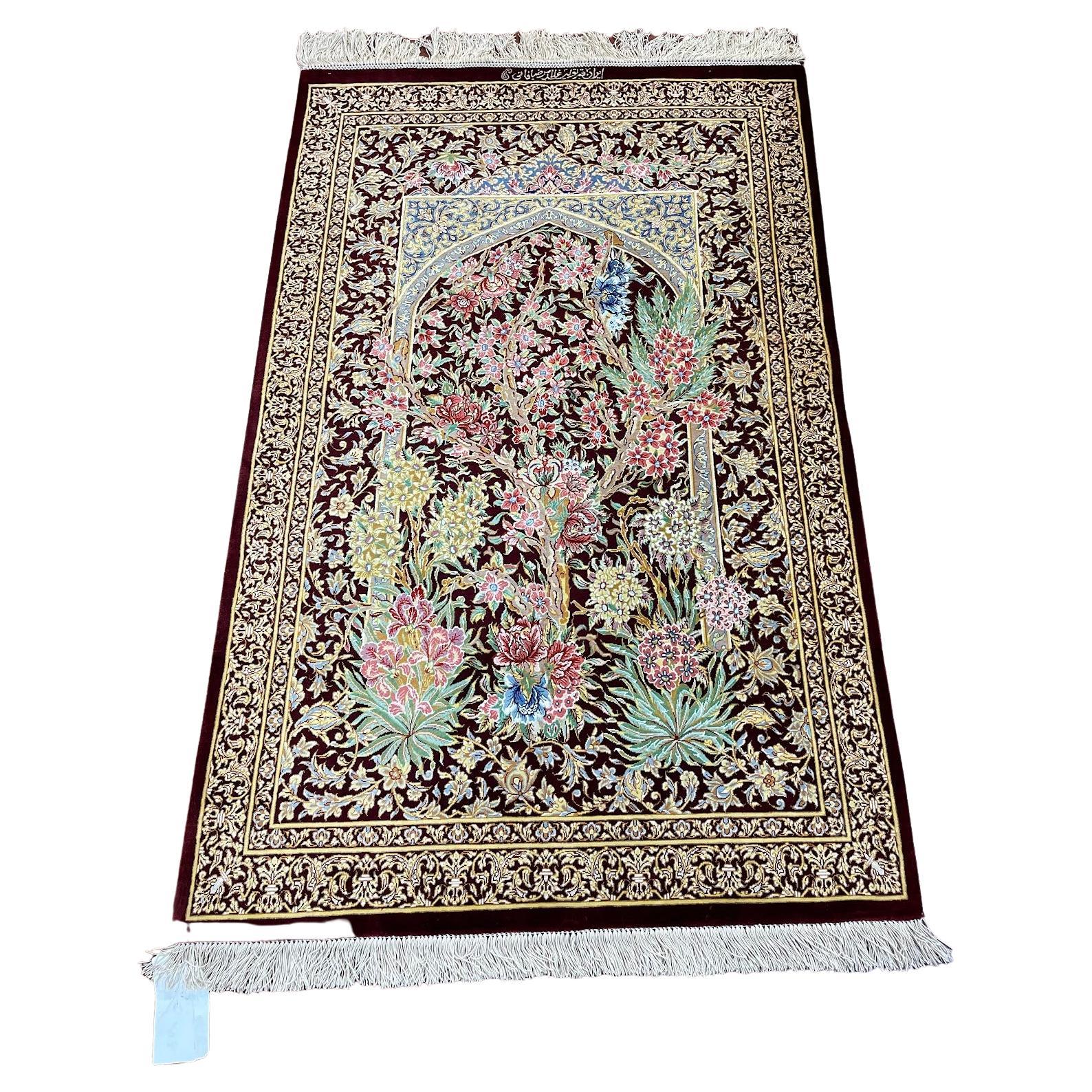 Extremely Fine Persian Silk Qum Rug/Carpet For Sale