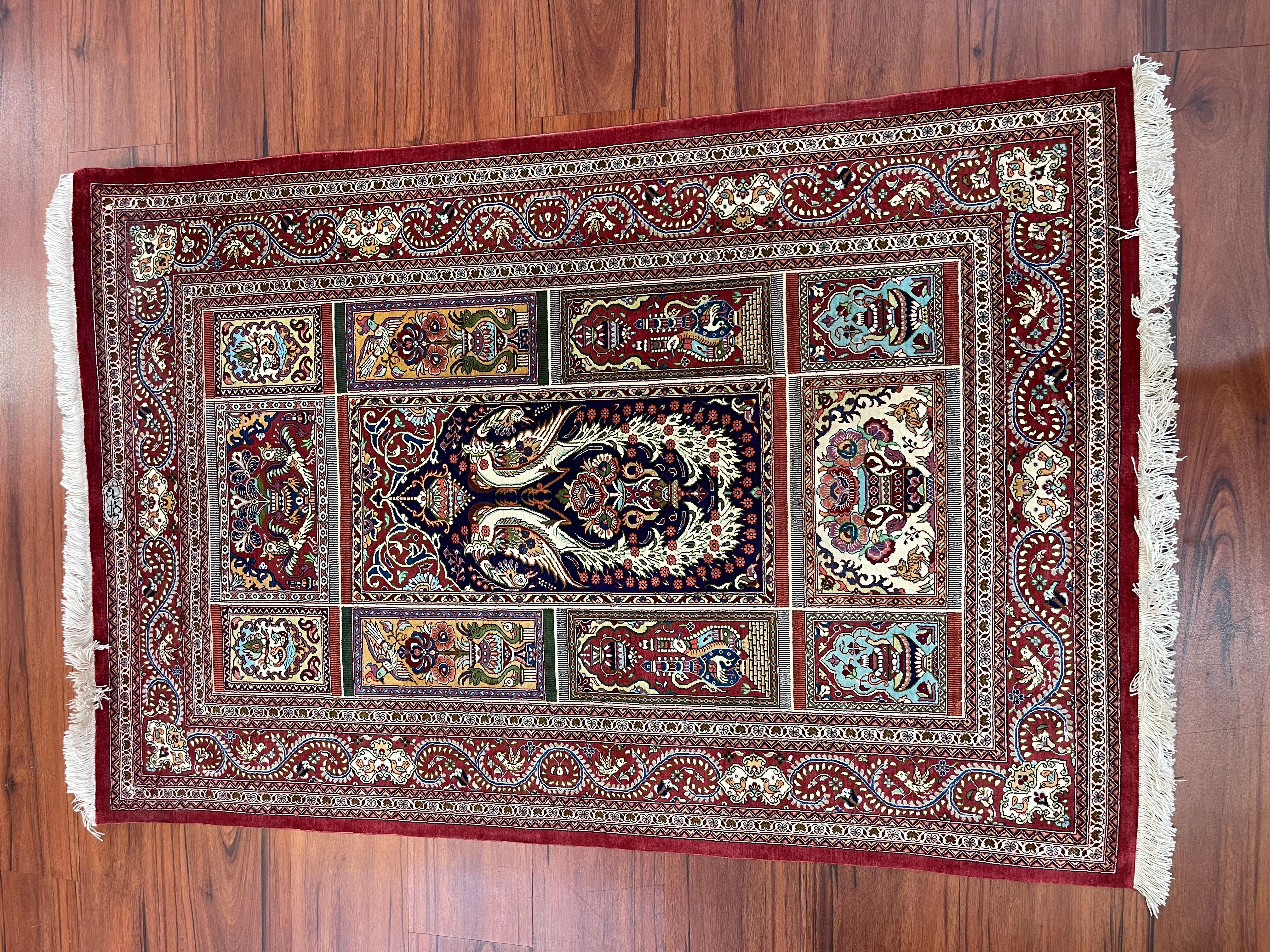 Extremely Fine Persian Silk Qum Rug  For Sale 4