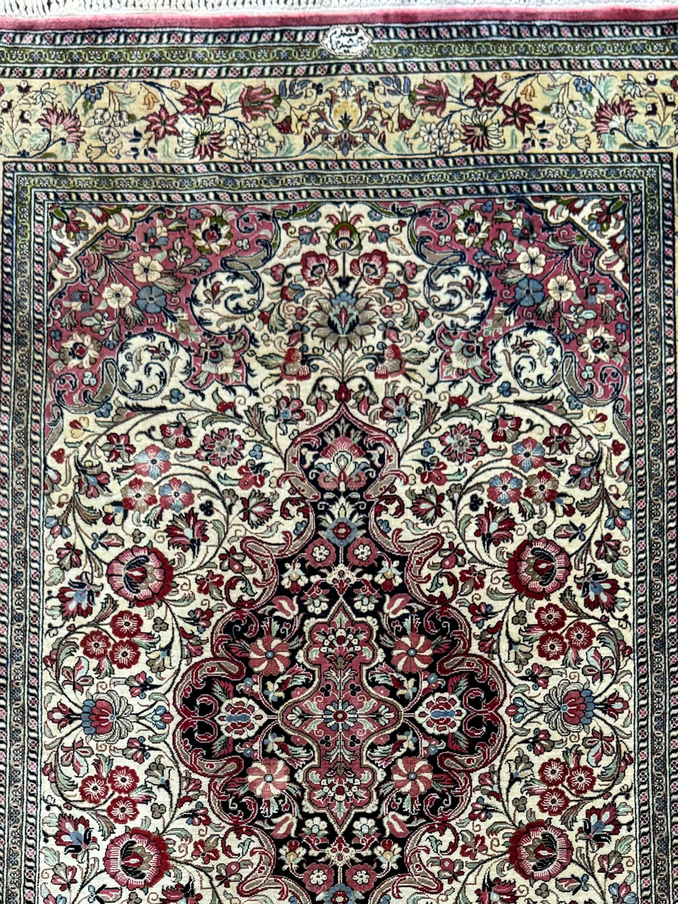 Extremely Fine Persian Silk Qum Rug For Sale 9