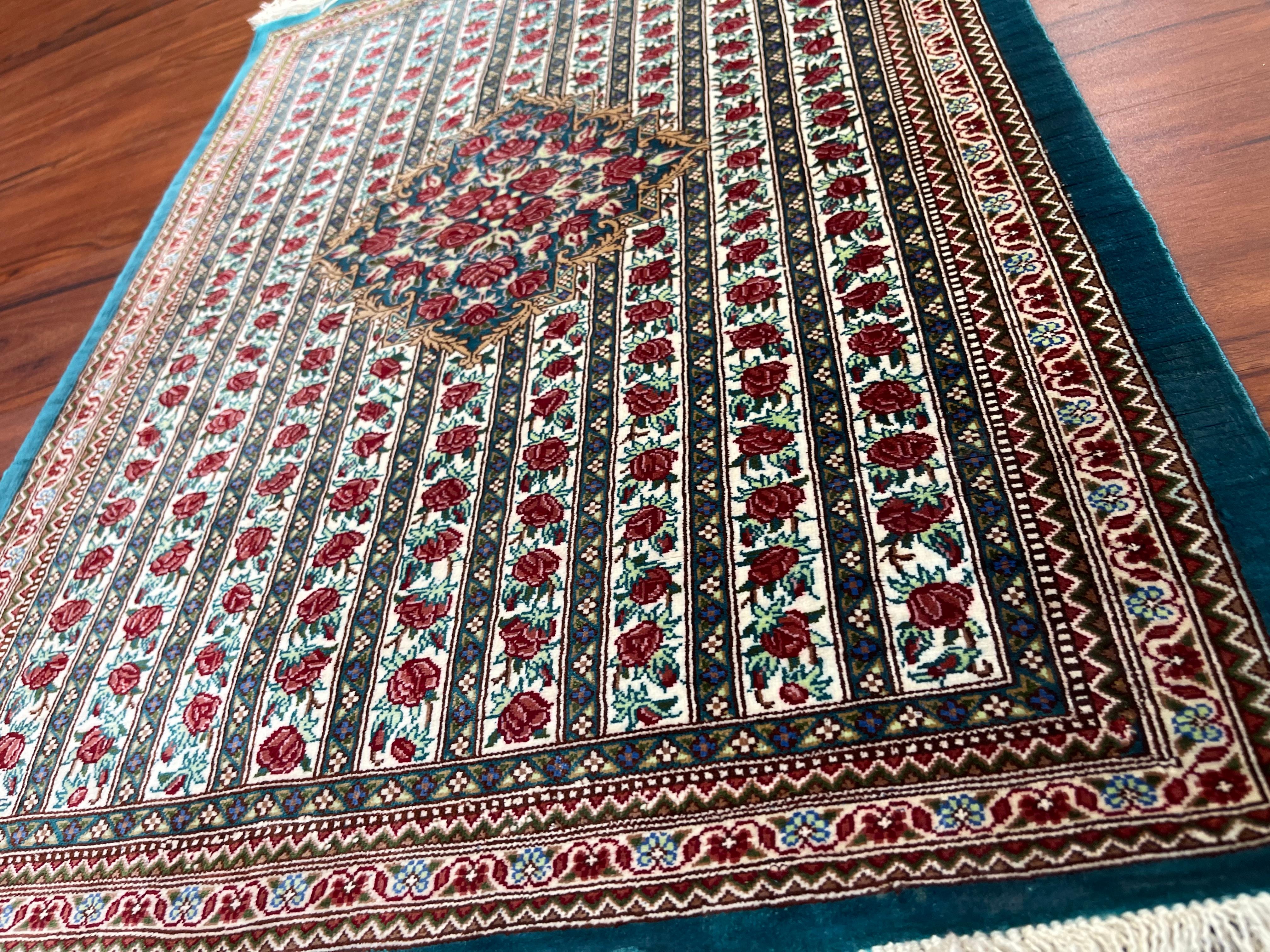 Tabriz Extremely Fine Persian Silk Qum Rug For Sale