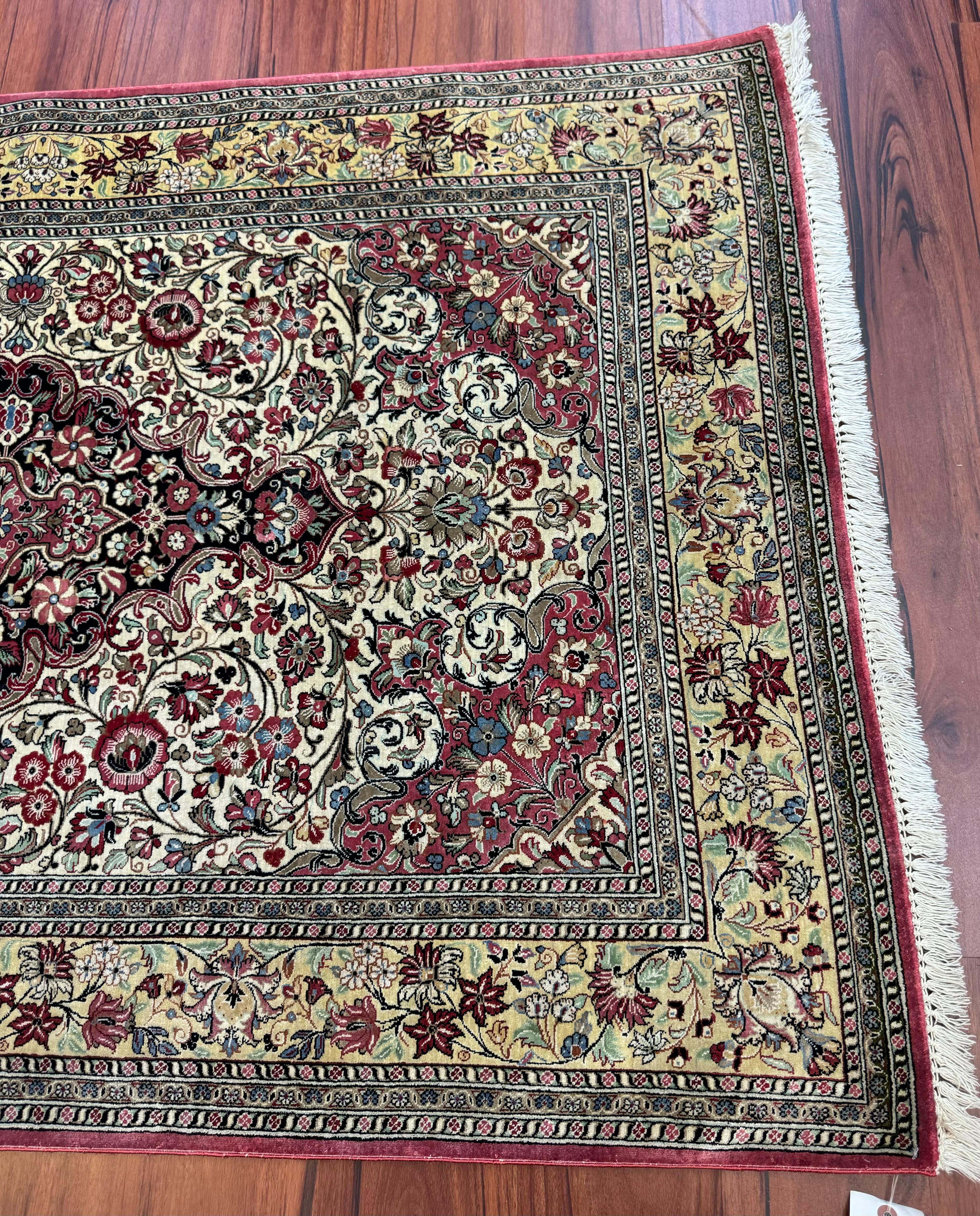 Extremely Fine Persian Silk Qum Rug For Sale 2