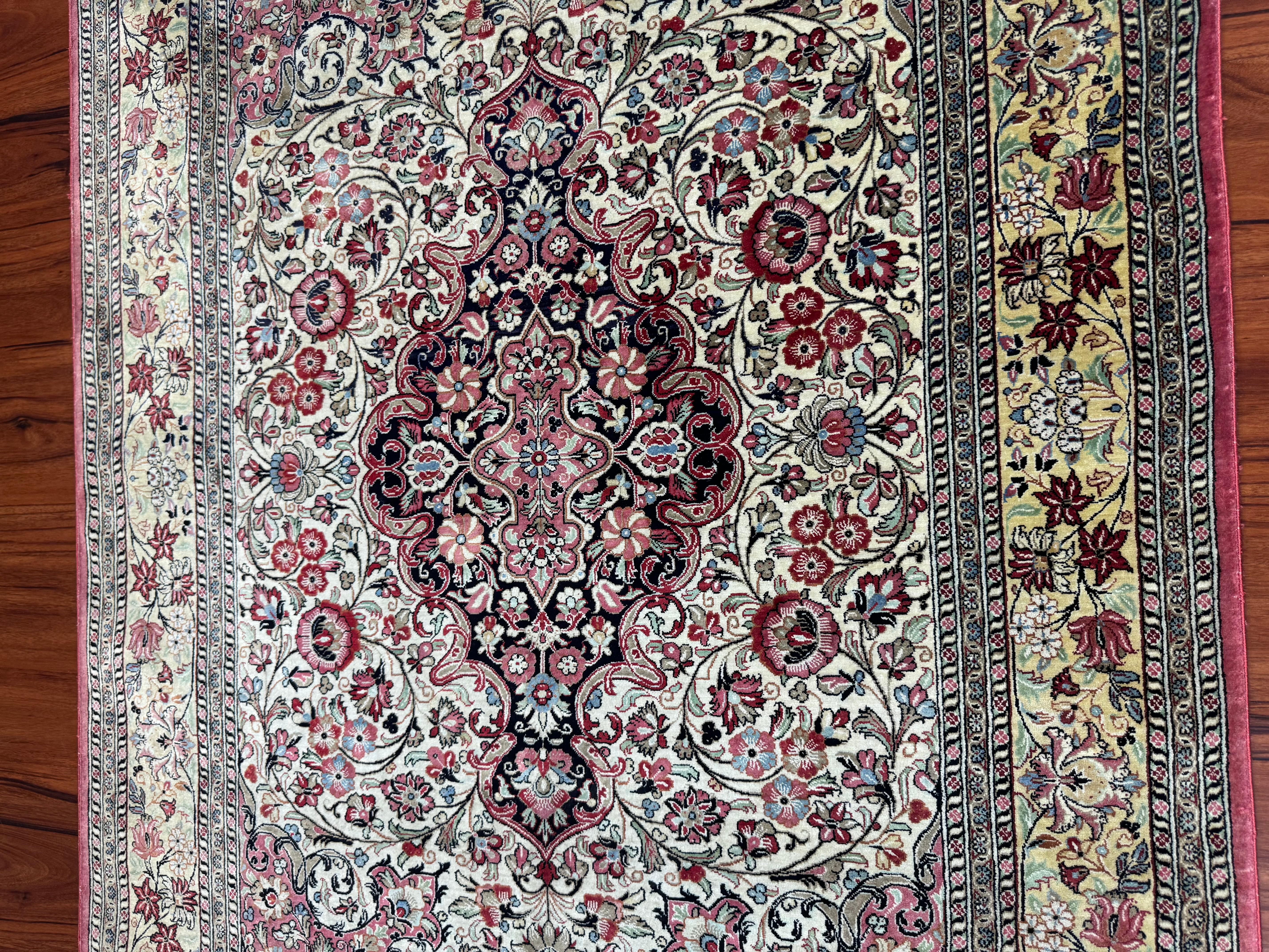 Extremely Fine Persian Silk Qum Rug For Sale 3