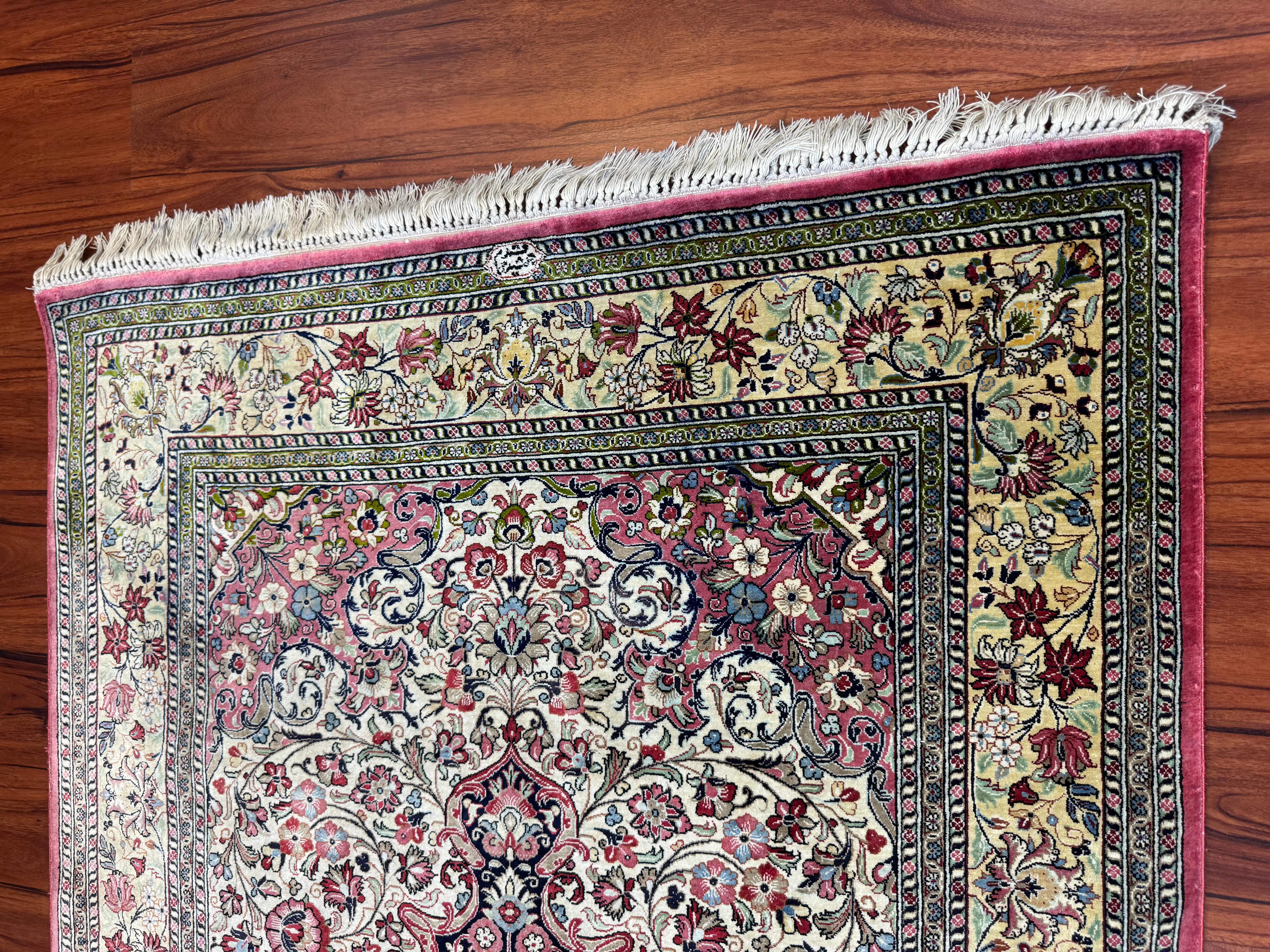 Extremely Fine Persian Silk Qum Rug For Sale 4