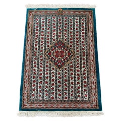 Vintage Extremely Fine Persian Silk Qum Rug