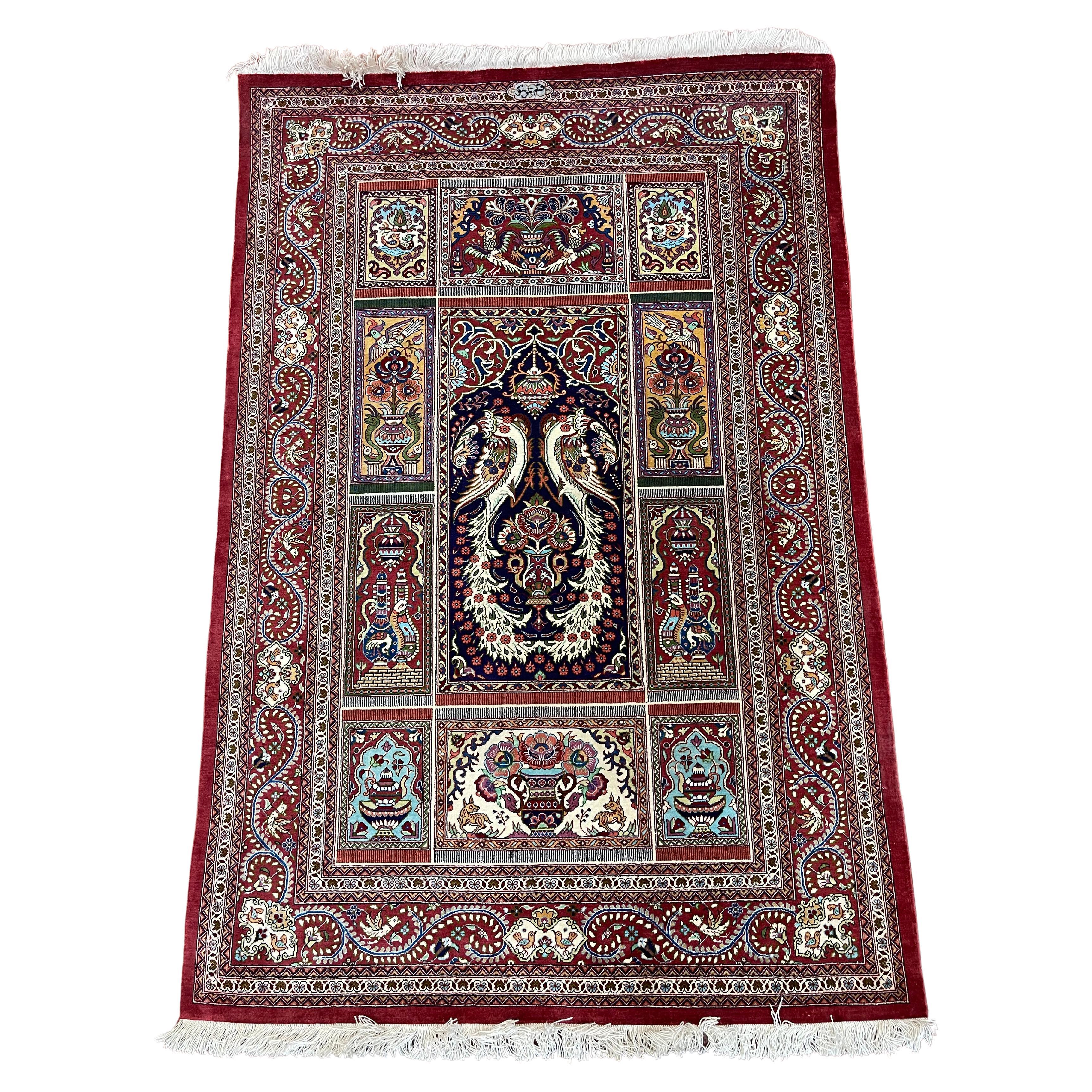 Extremely Fine Persian Silk Qum Rug  For Sale