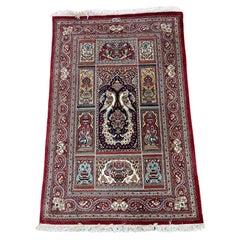 Vintage Extremely Fine Persian Silk Qum Rug 