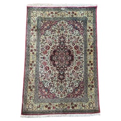 Retro Extremely Fine Persian Silk Qum Rug