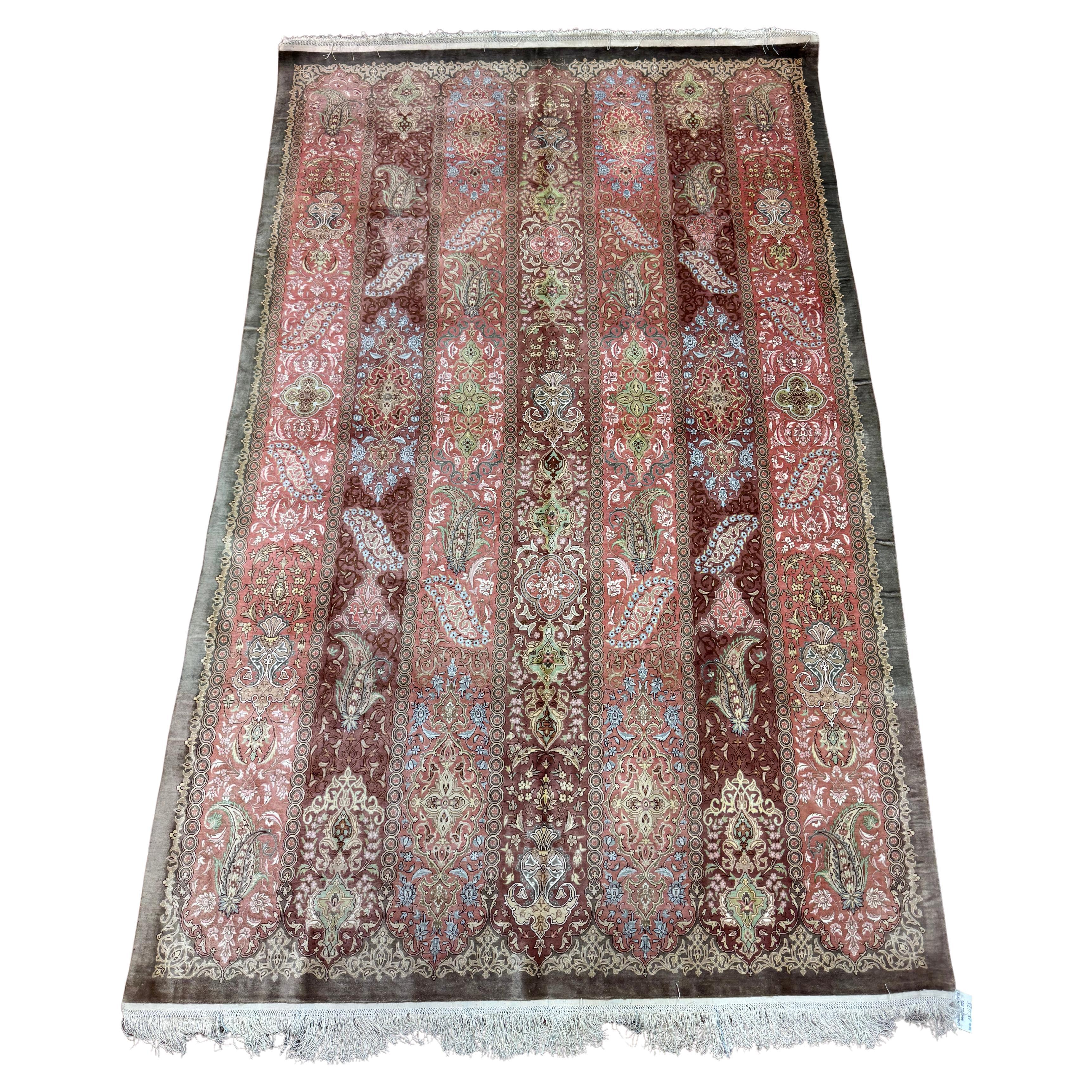 Alfombra Qum de seda persa extremadamente fina
