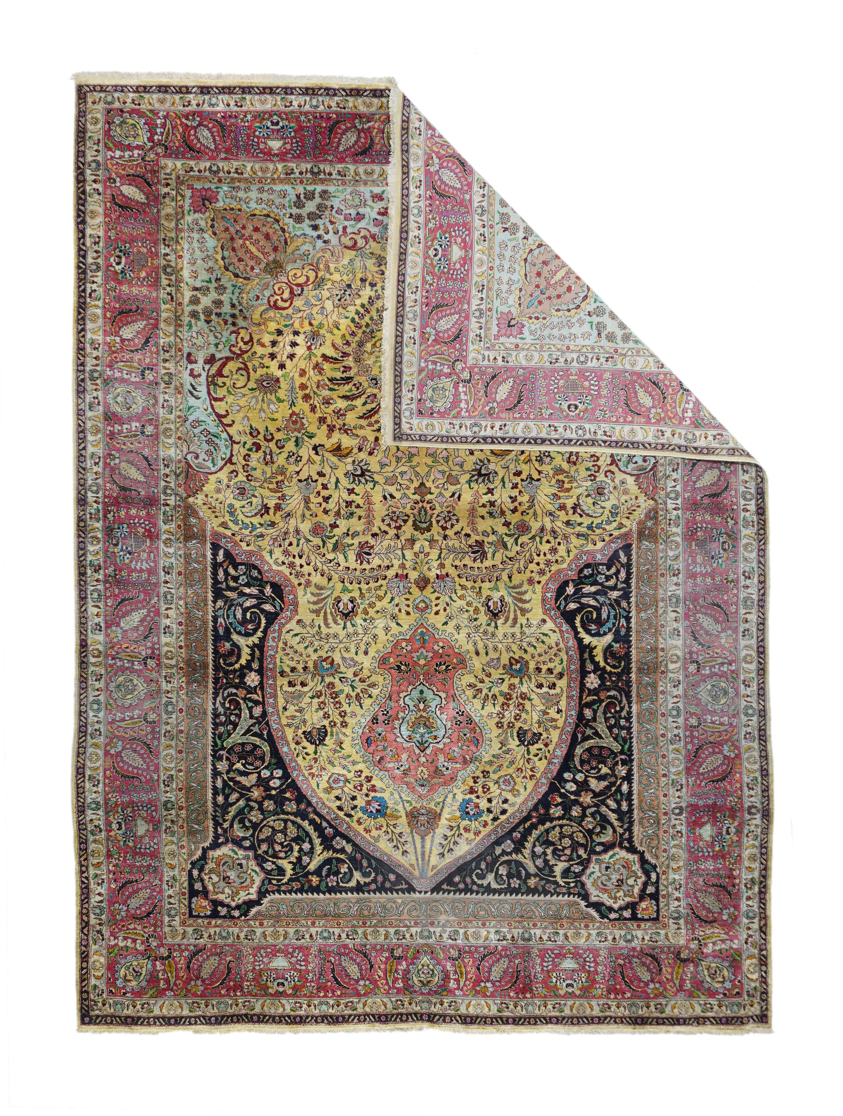 Tappeto Tabriz in seta persiana estremamente fine, 6'0