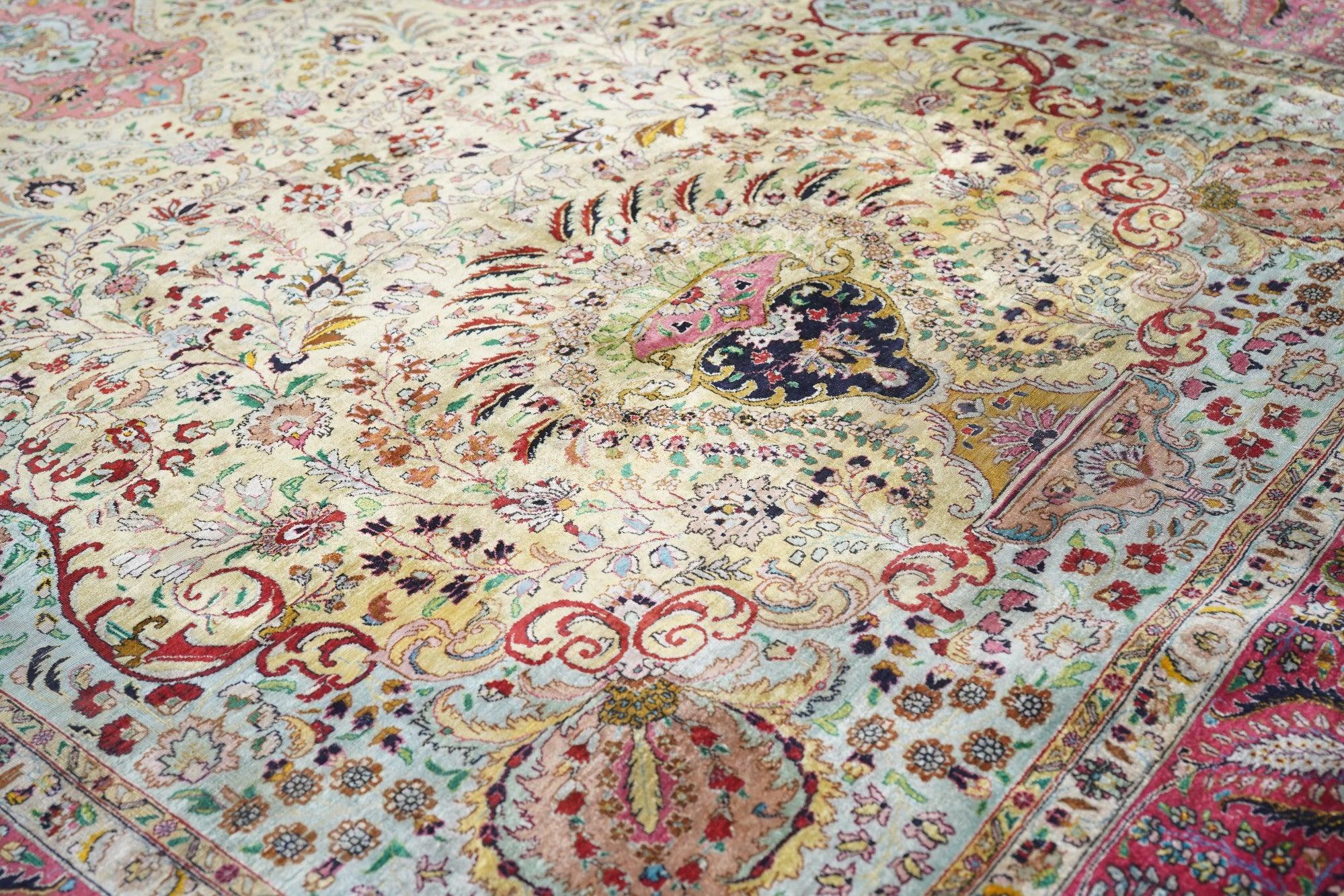 Persiano Tappeto Tabriz in seta persiana estremamente fine 6'0