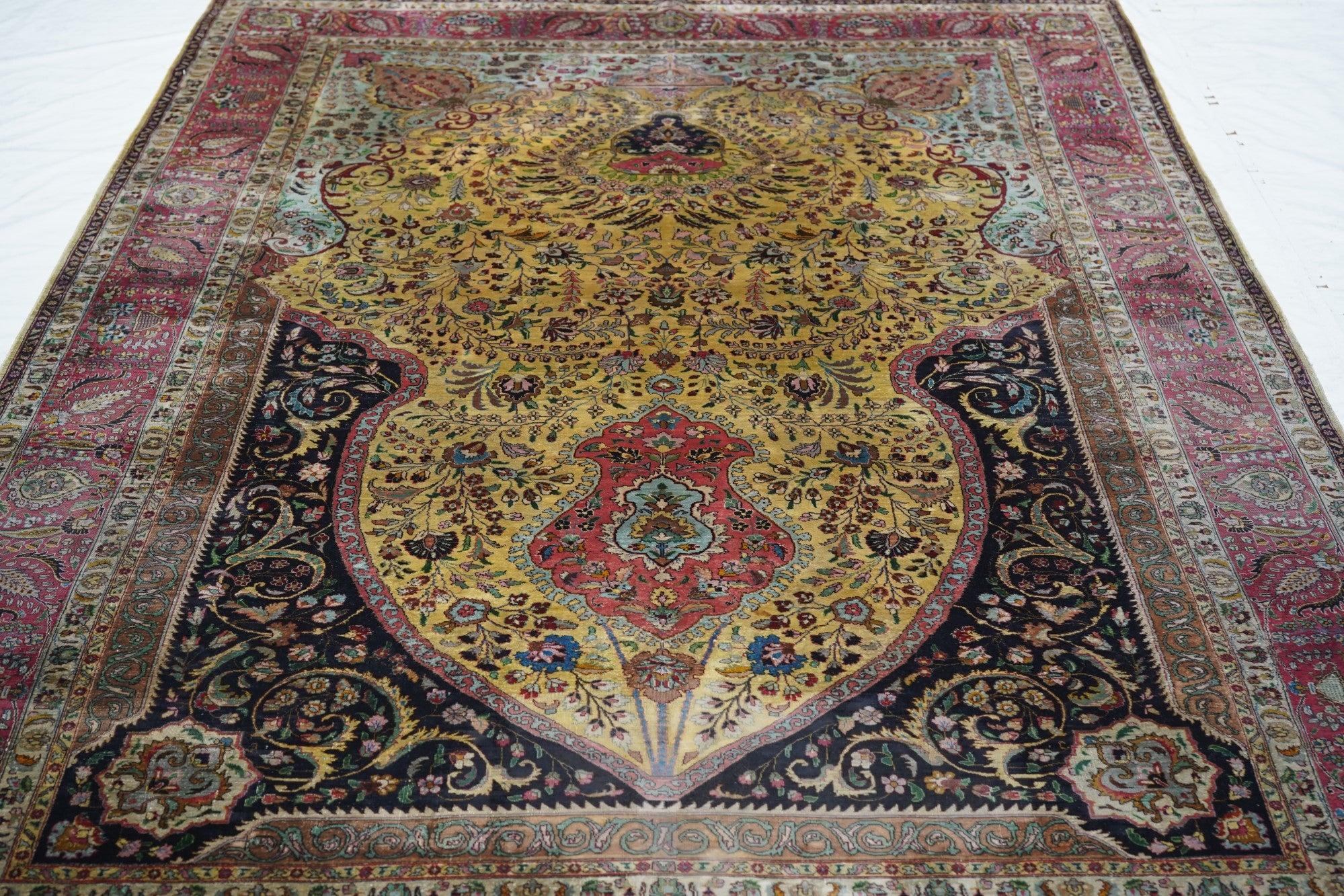 Annodato a mano Tappeto Tabriz in seta persiana estremamente fine 6'0