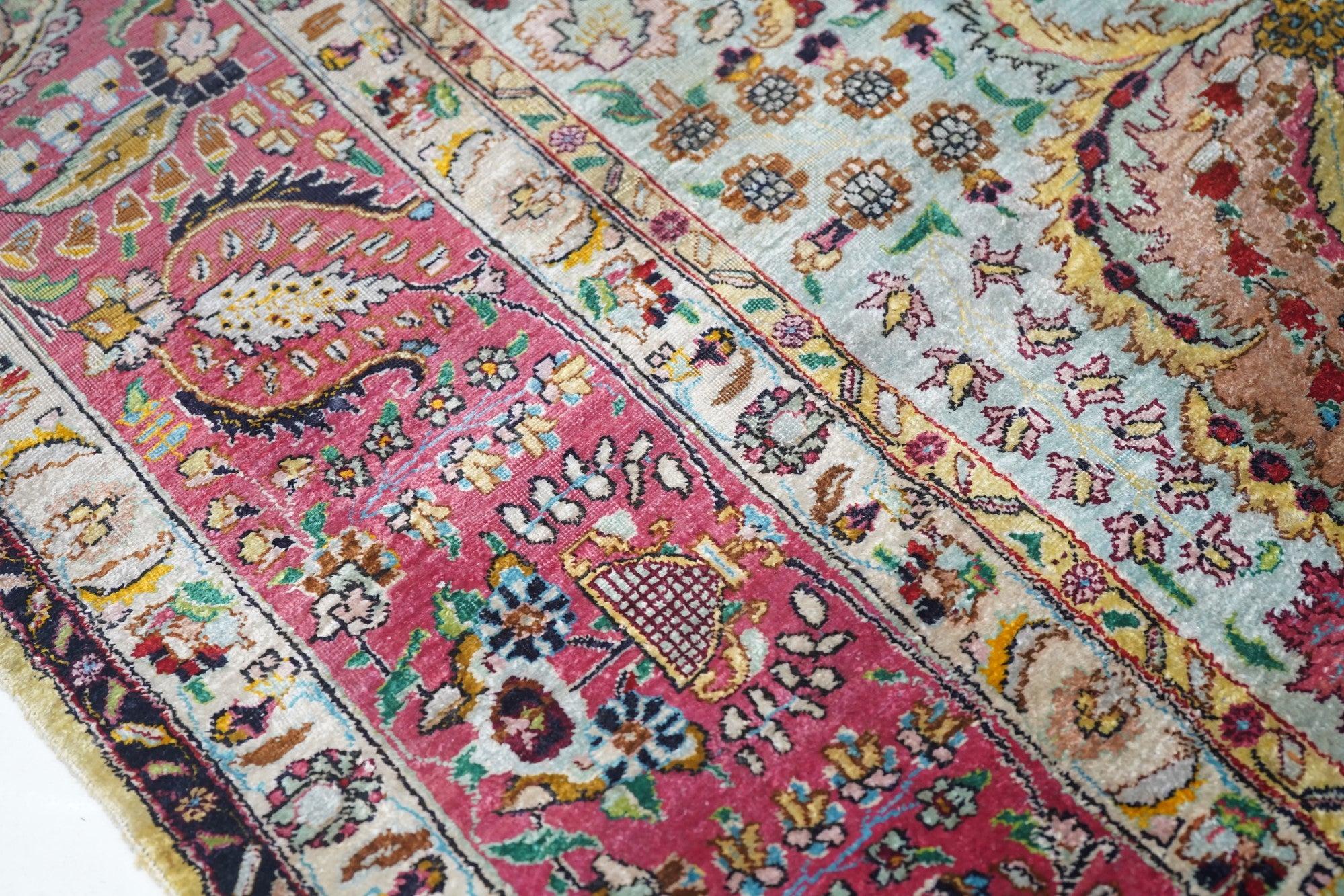 Tappeto Tabriz in seta persiana estremamente fine 6'0