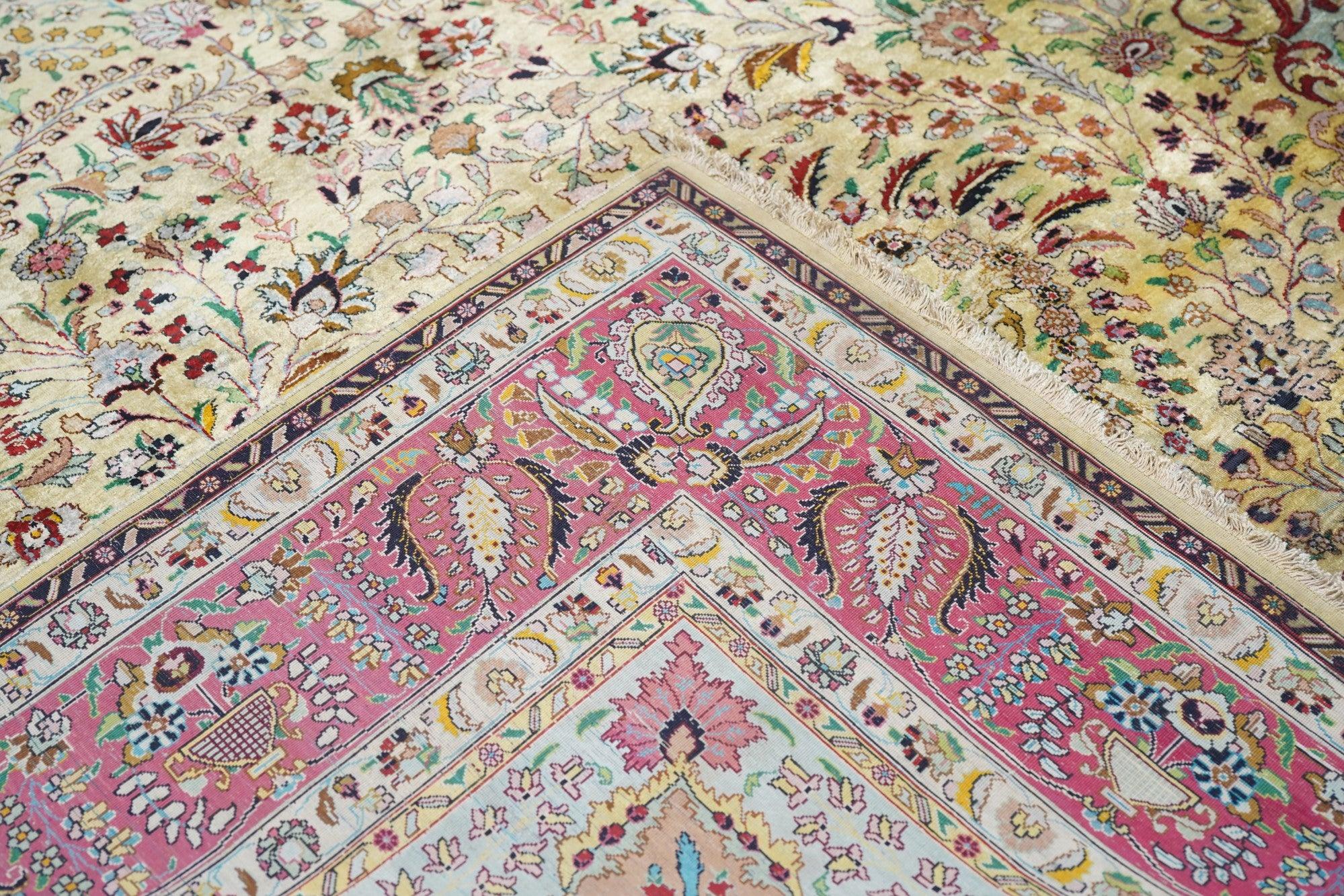Tappeto Tabriz in seta persiana estremamente fine 6'0