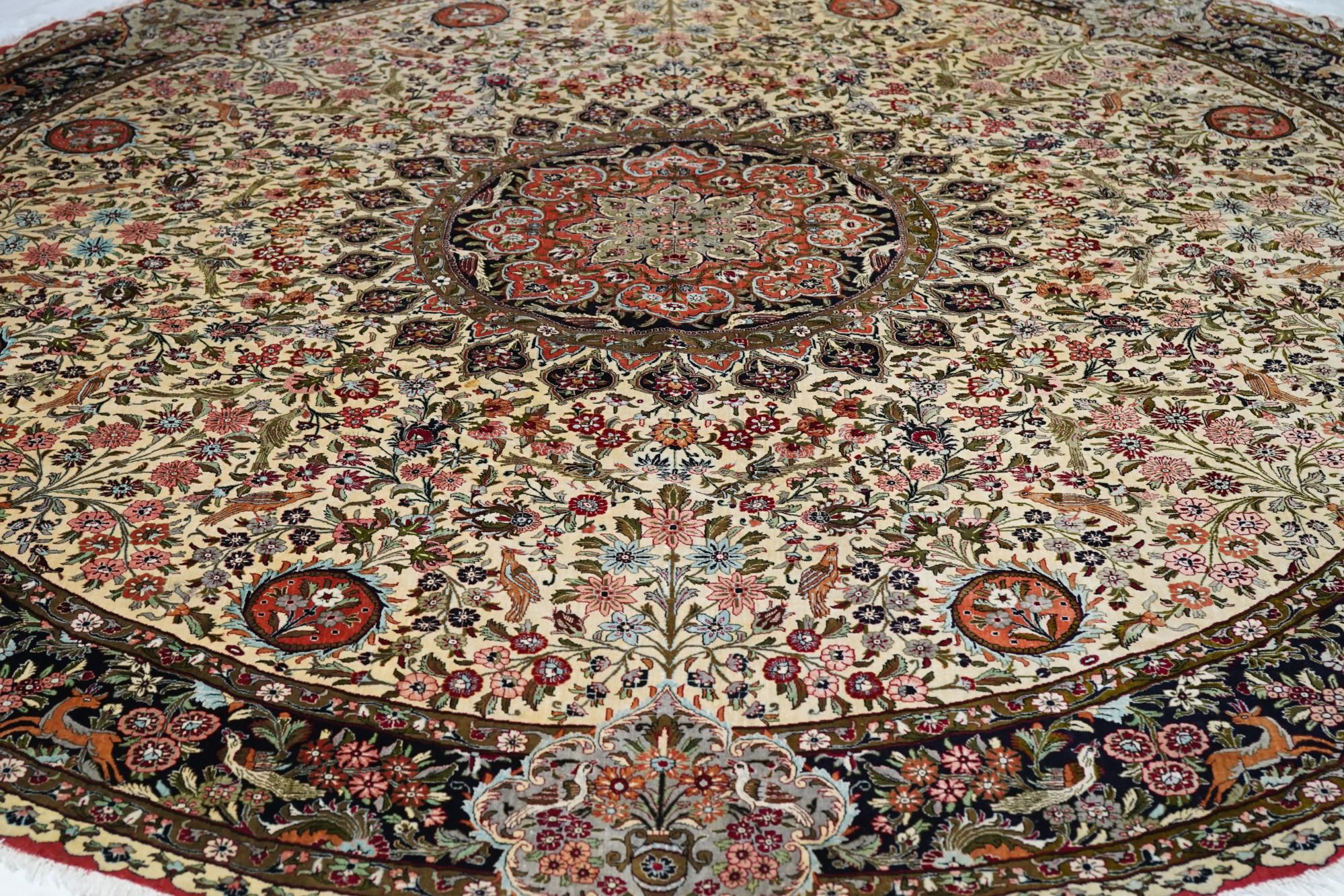 XX secolo Tappeto persiano estremamente pregiato in seta Qum Vintage 10'0