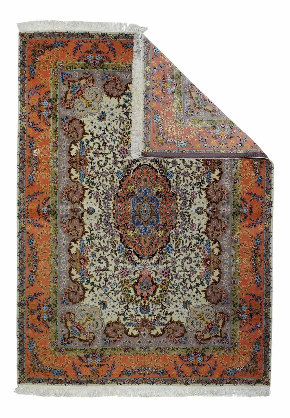 Extremely Fine Persian Tabriz 70 Raj. Wool and Silk with a Silk foundation Rug 5'3'' x 7'7''.