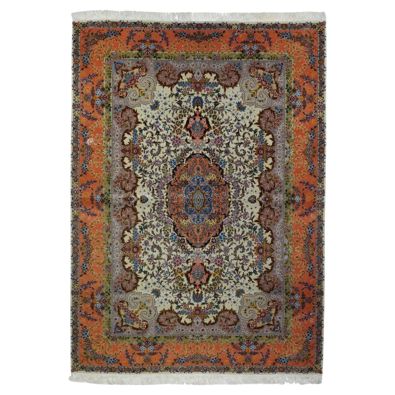 Extremely Fine Persian Tabriz 70 Raj. Wool and Silk with a Silk foundation Rug 5 For Sale