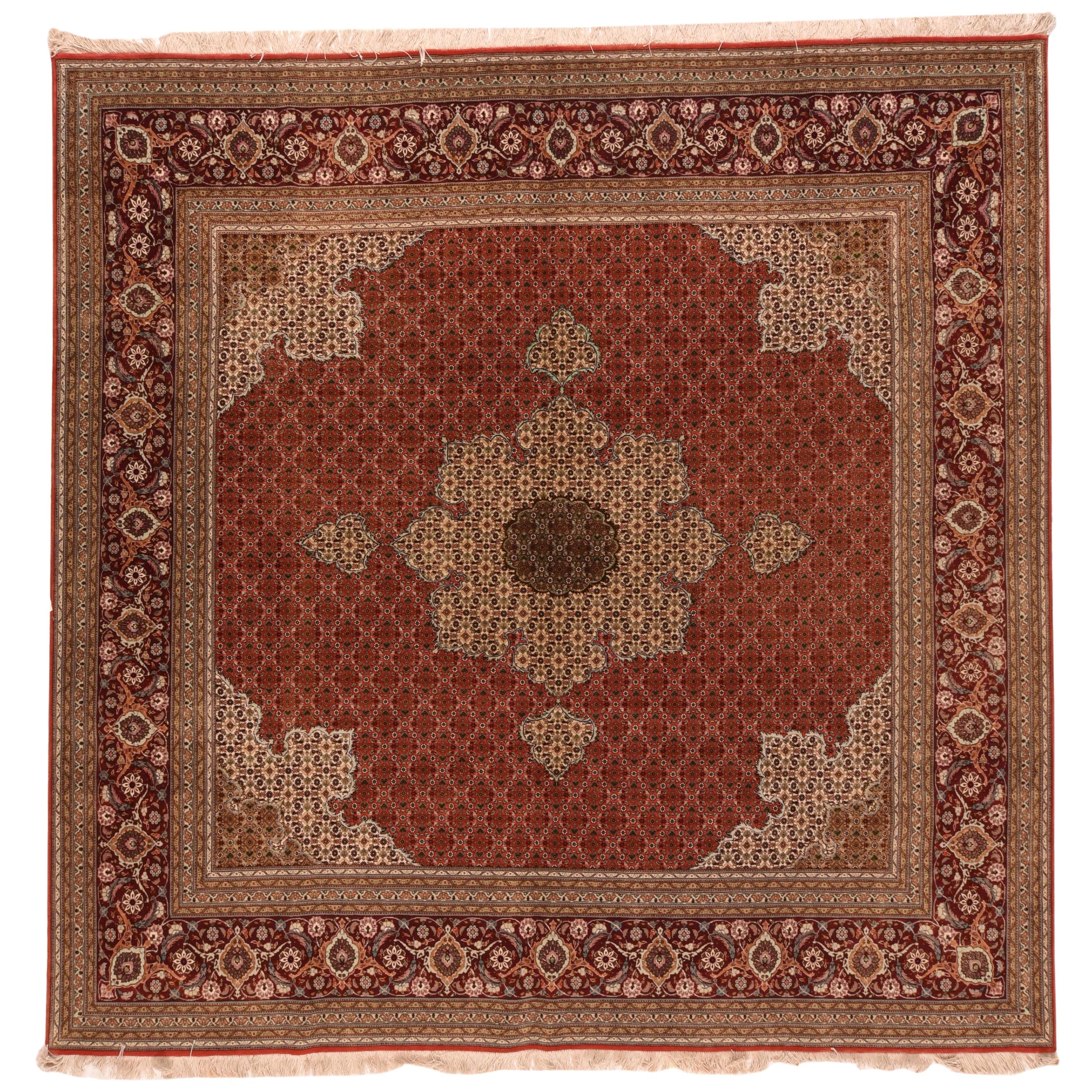 Extremely Fine Persian Tabriz  Wool & Silk Rug 8'2'' x 8'2'' For Sale