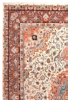 Tappeto Tabriz in lana e seta persiana estremamente fine 9'9'' x 13'0''