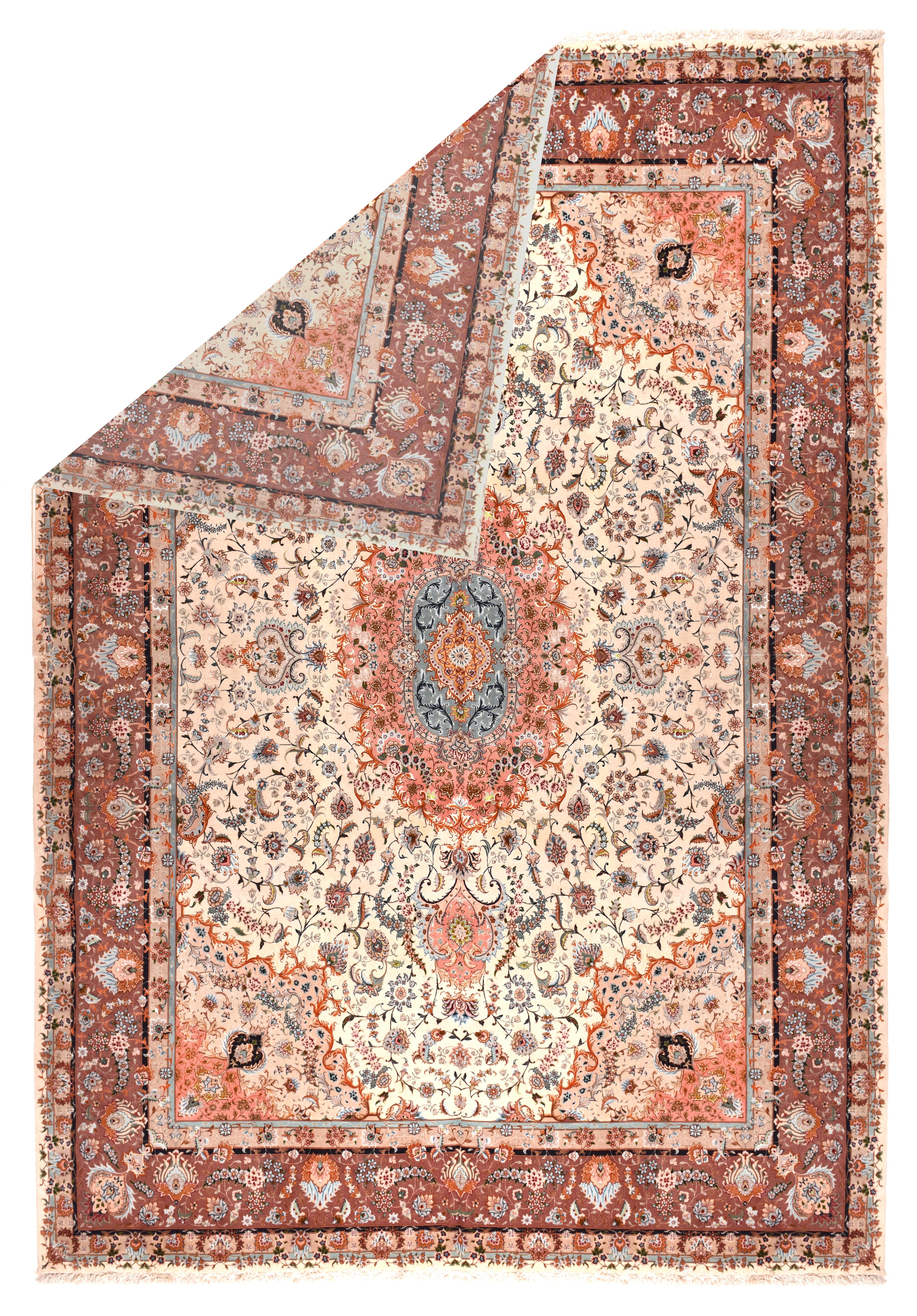 Hand-Knotted Extremely Fine Persian Tabriz For Sale
