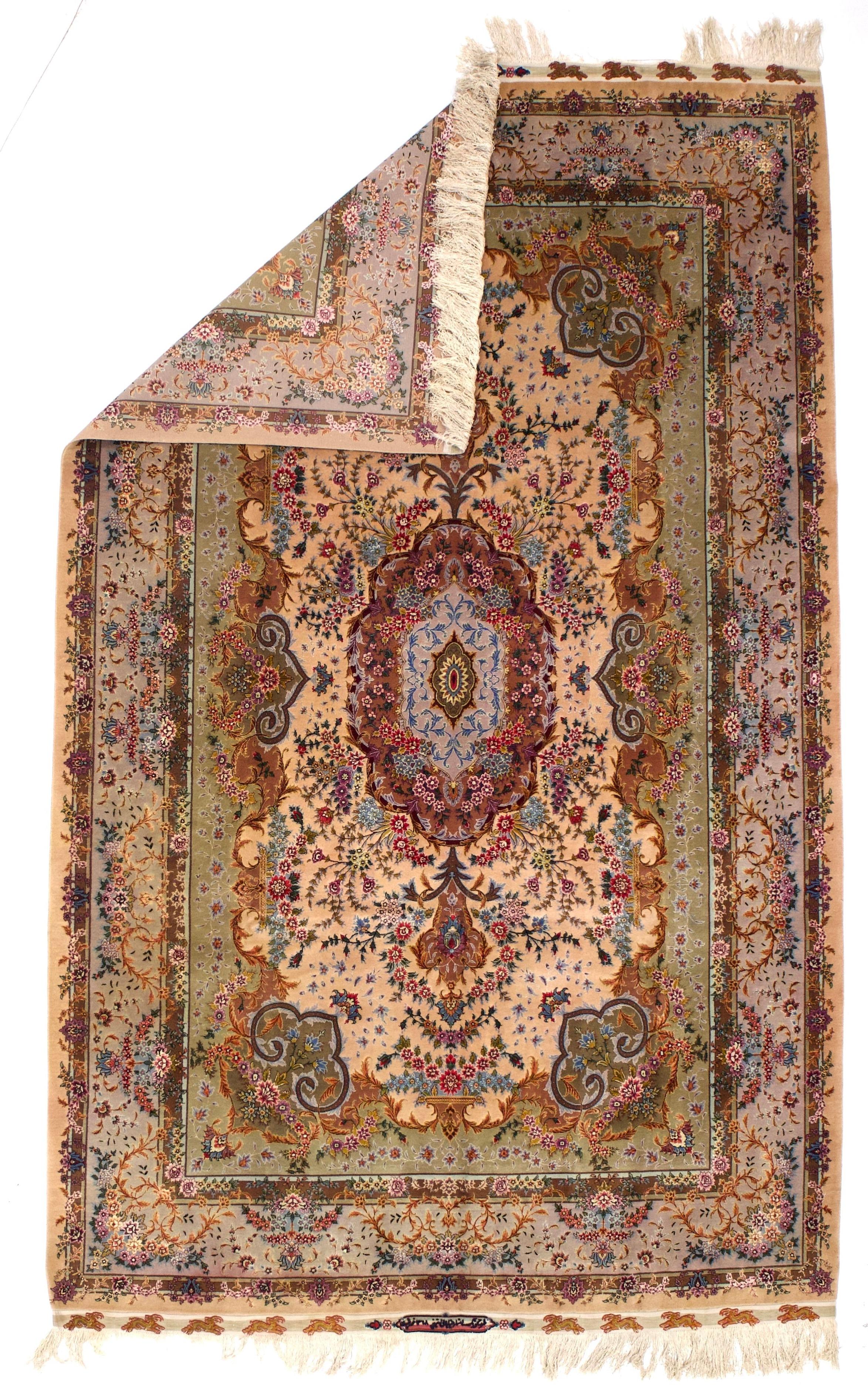 Extremely Fine Persian Tabriz Signed by Master Weaver Rug 6'5