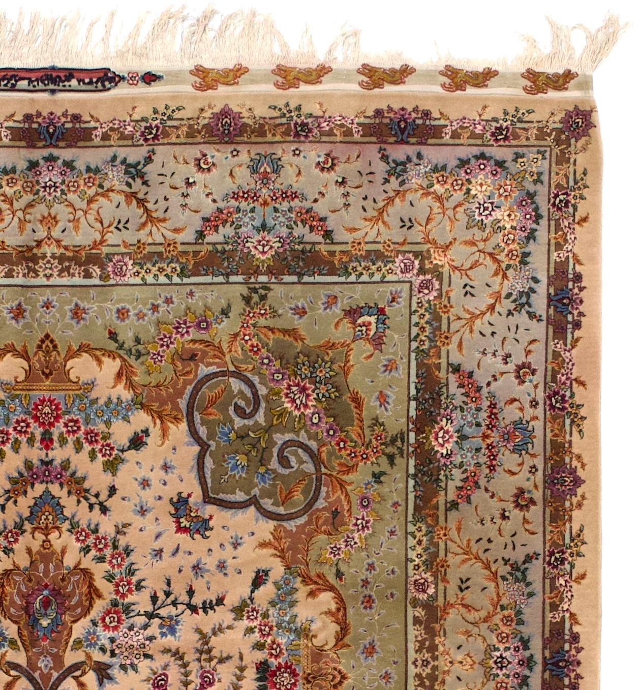 20th Century Extremely Fine Persian Tabriz Signed by Master Weaver Rug 6'5