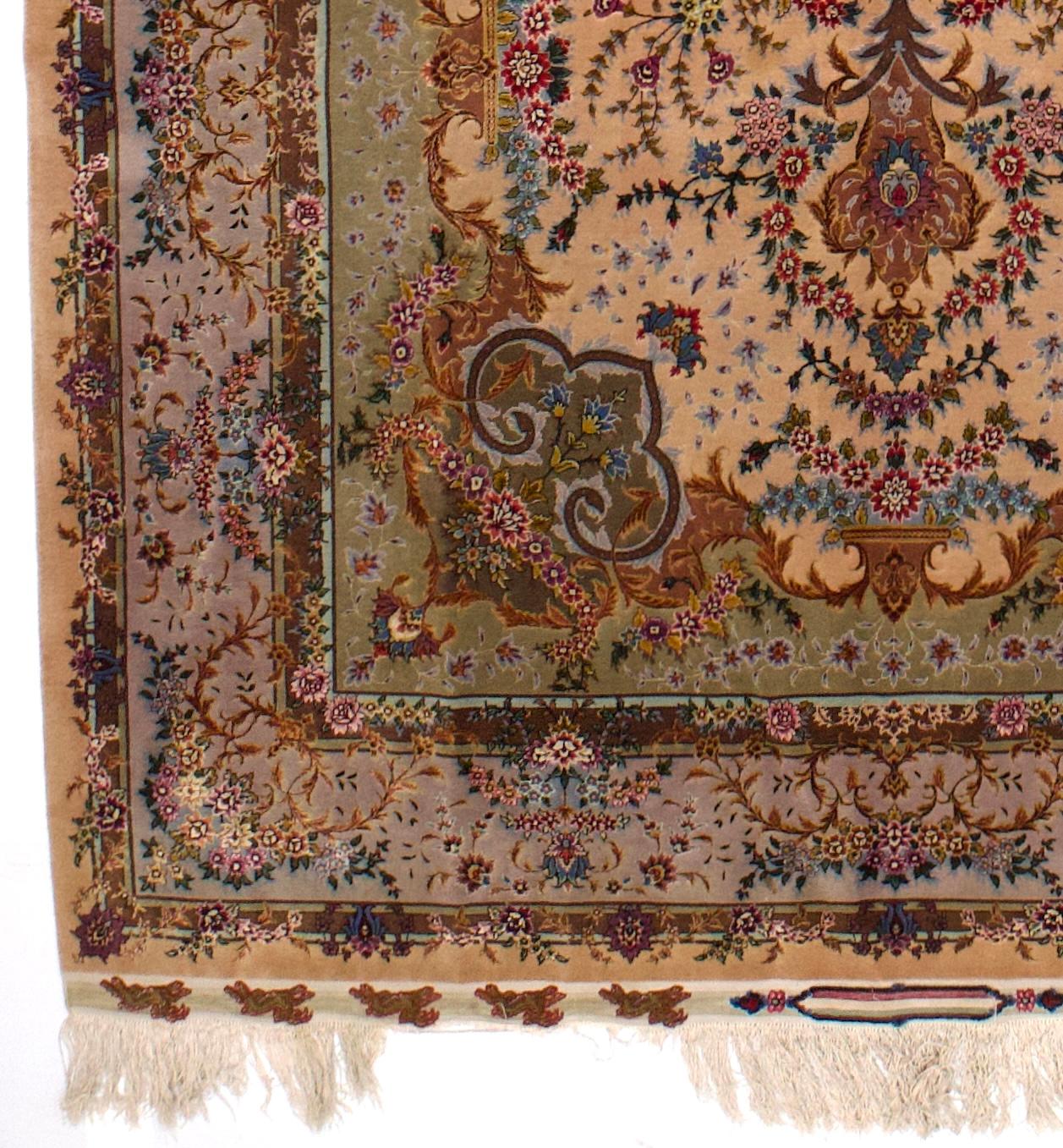 Extremely Fine Persian Tabriz Signed by Master Weaver Rug 6'5