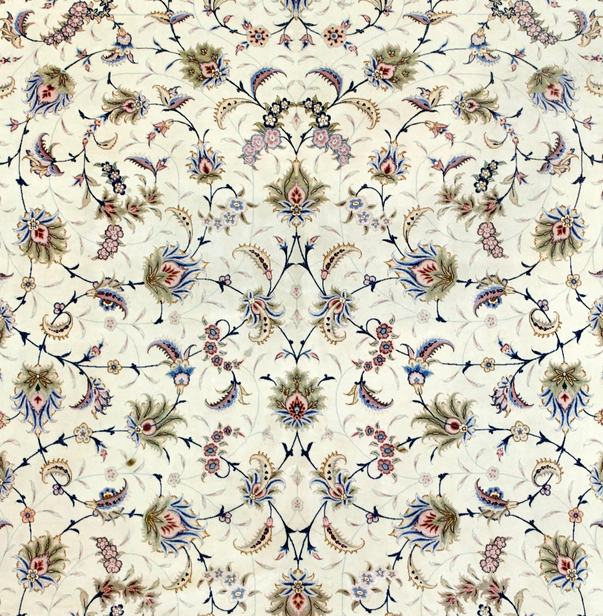 Tappeto persiano Tabriz in lana e seta 60 Raj, estremamente fine, 9'9