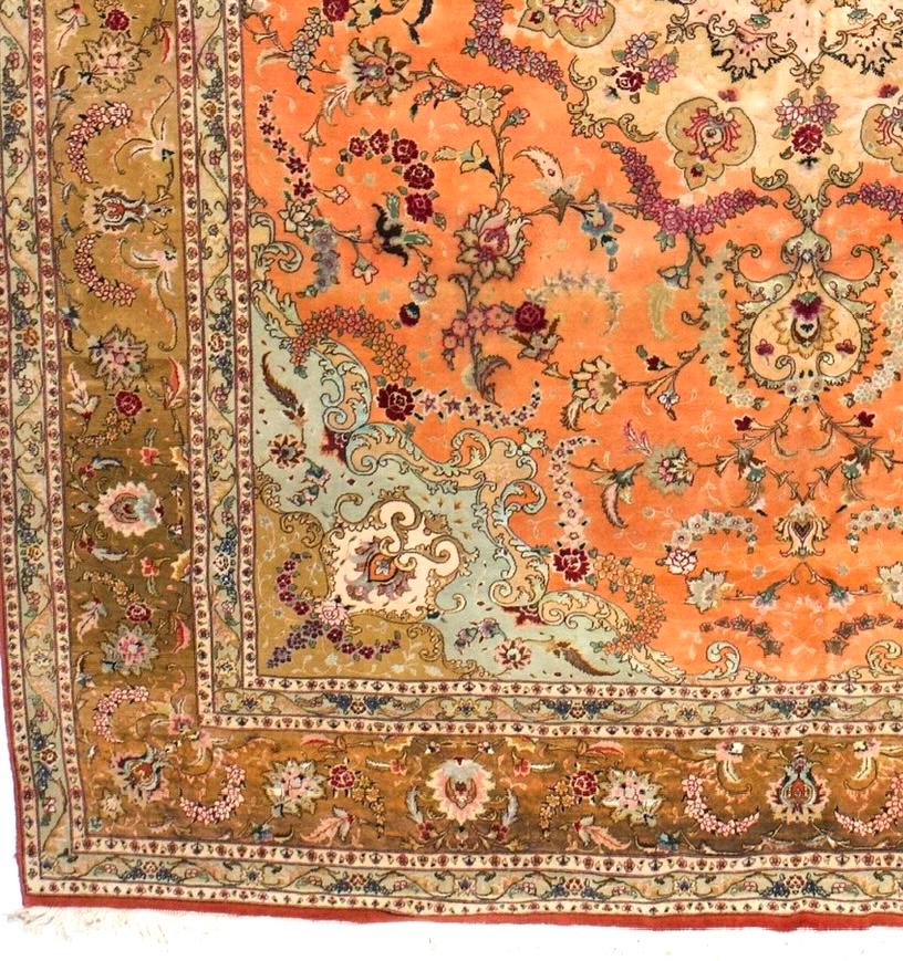 Tappeto di fondazione persiano Tabriz in lana e seta, estremamente fine, 9'10
