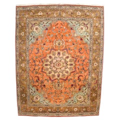 Tapis de fondation persan Tabriz en laine et soie d'une extrême finesse 9'10 x 12'11"