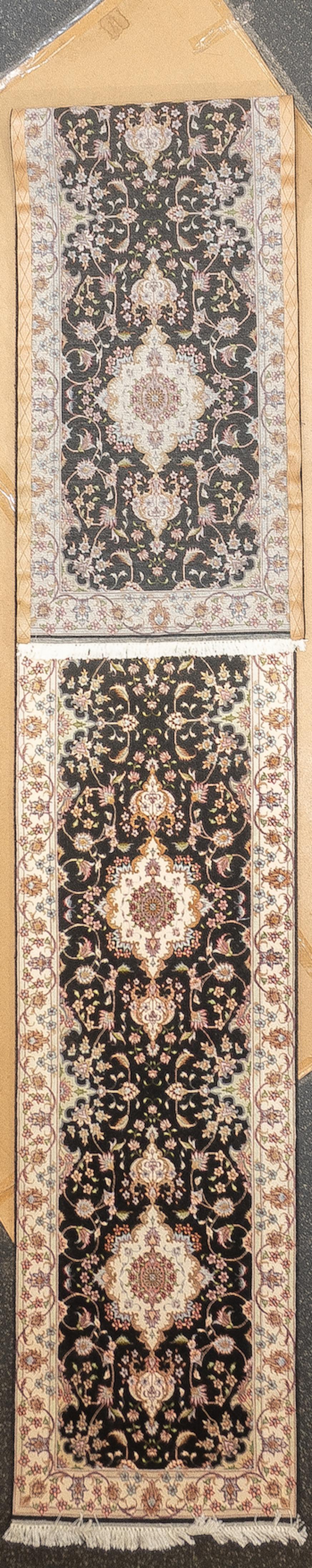 Extremely Fine Persian Tabriz Wool & Silk Long Rug 2'6'' x 17'1''. The enormous output of carpets and scatters in virtually every style: medallion, centralized, directional or allover, trein a variety of densities from moderate to extremely fine, in