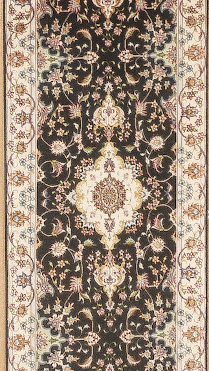 Extremely Fine Persian Tabriz Wool & Silk Long Rug 2'6'' x 17'1'' In Excellent Condition For Sale In New York, NY