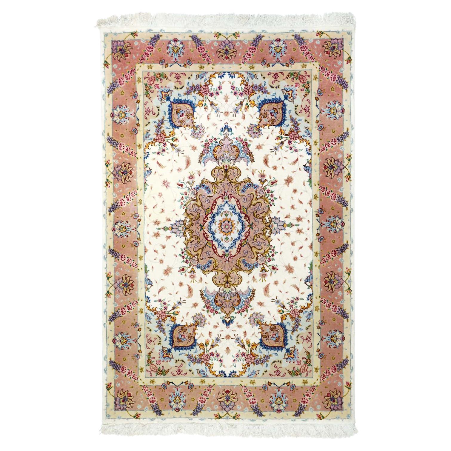 Tappeto persiano Tabriz in lana e seta, estremamente fine, 3'4'' x 5'2''