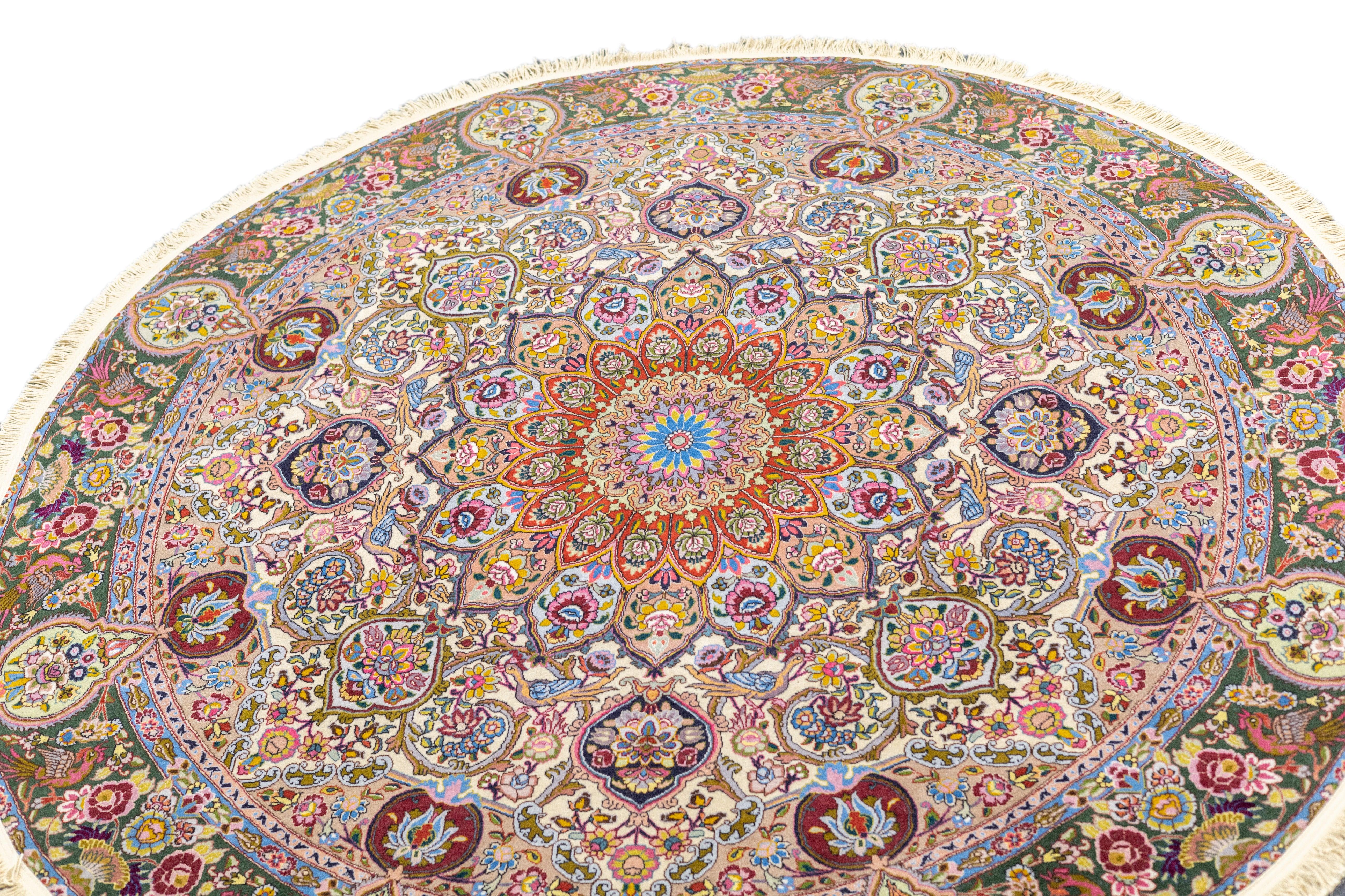 Lana Tappeto persiano Tabriz estremamente fine in lana e seta 5'11'' x 5'11'' in vendita