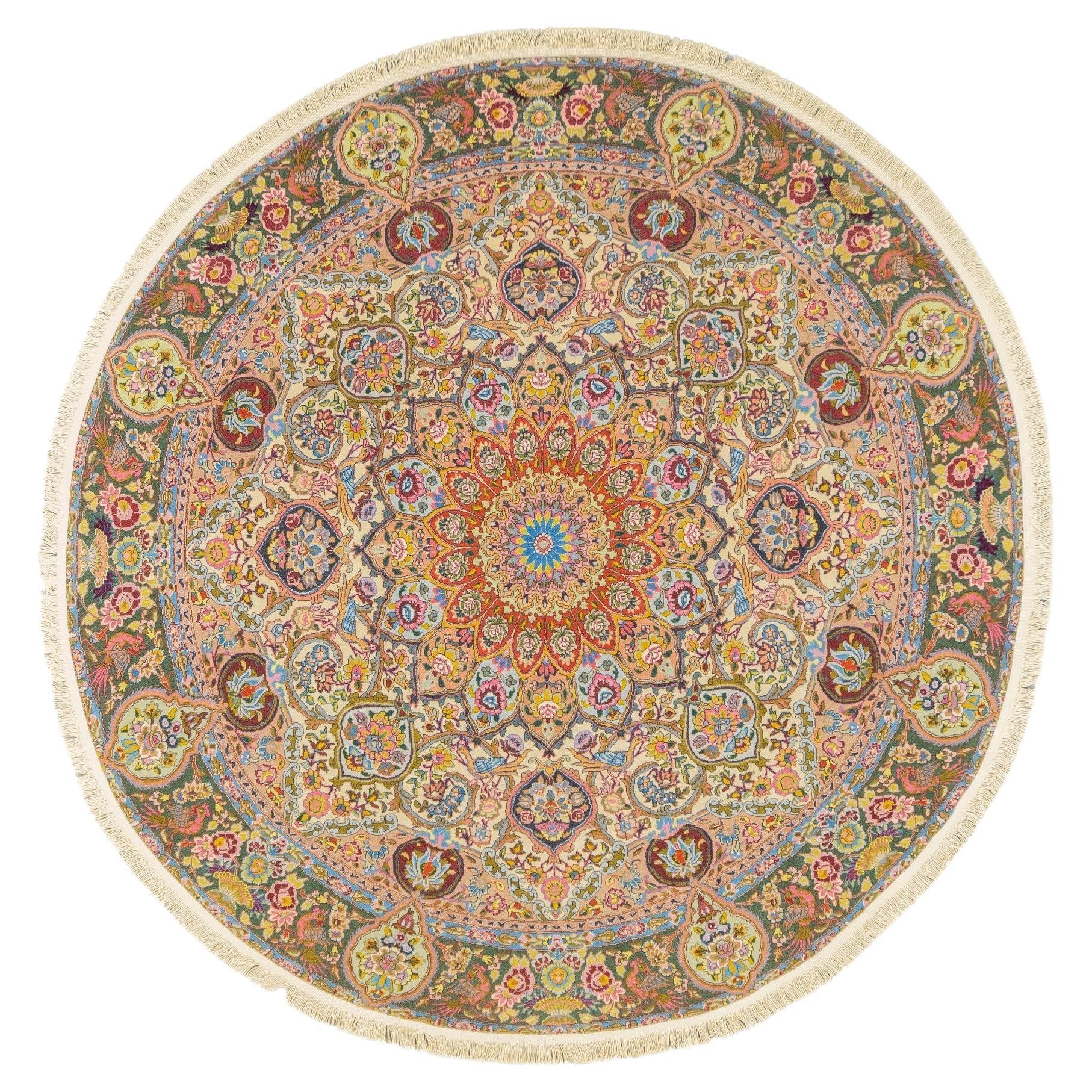 Extremely Fine Persian Tabriz Wool & Silk Rug 5'11'' x 5'11''