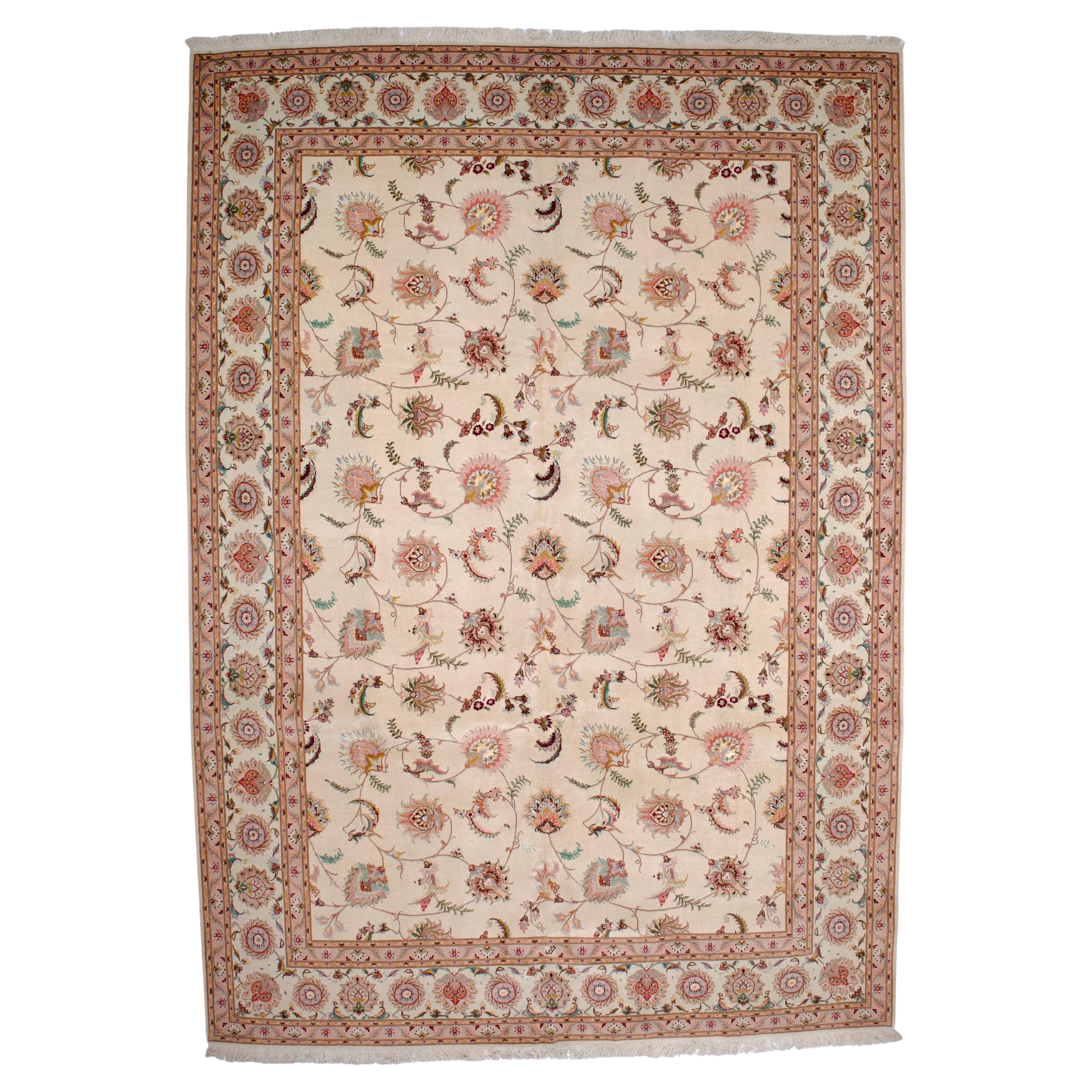 Tappeto persiano Tabriz in lana e seta, estremamente pregiato, 8'2" x 11'8" in vendita