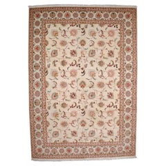 Alfombra Persa Tabriz Extremadamente Fina de Lana y Seda 8'2" x 11'8