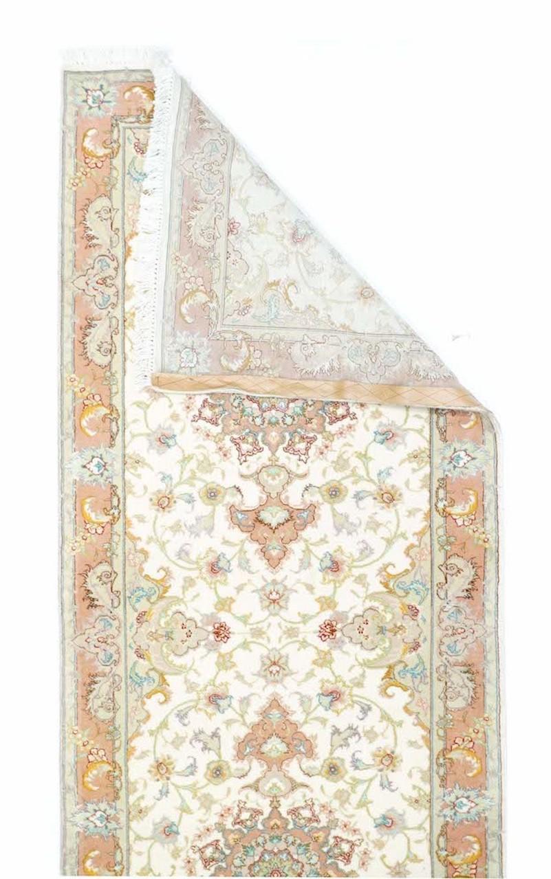 Extremely Fine Persian Tabriz Woven by the Artist Master Weaver Wool & Silk Runner 2'7'' x 10'7''.