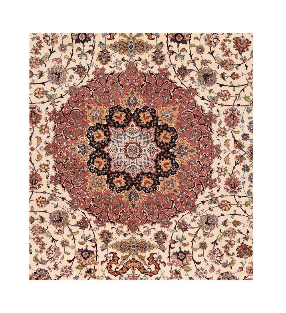 Tappeto persiano Tabriz estremamente fine, tessuto dal maestro tessitore Artistics in lana e seta In condizioni ottime in vendita a New York, NY