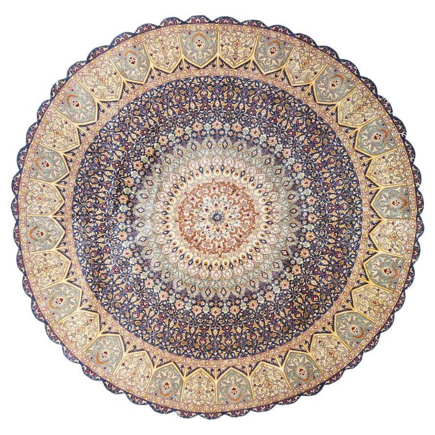 Alfombra persa Tabriz extremadamente fina tejida por el artista Maestro Tejedor de lana y seda
