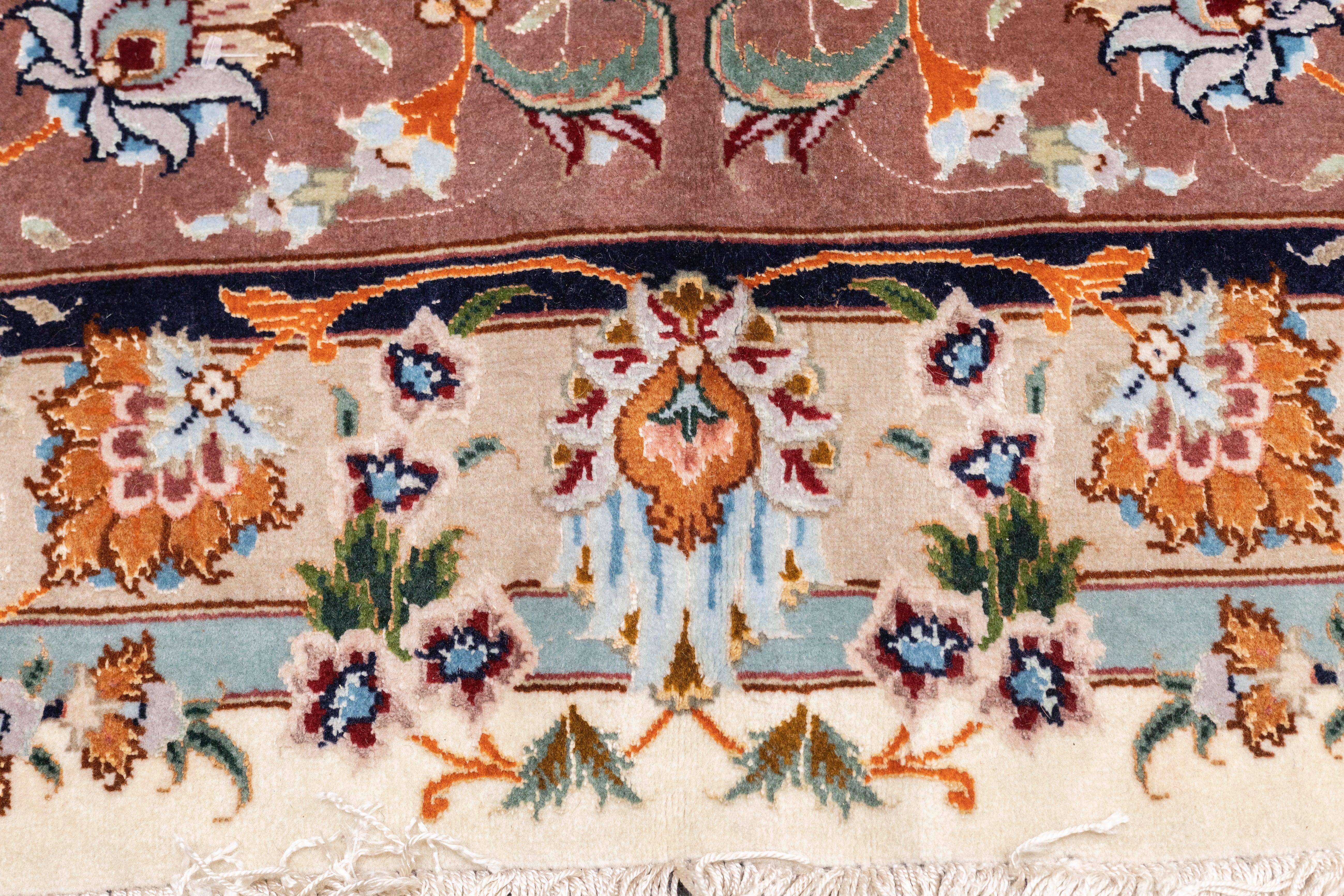 Annodato a mano Tappeto Tabriz in lana e seta persiana estremamente fine 9'9'' x 13'0'' in vendita