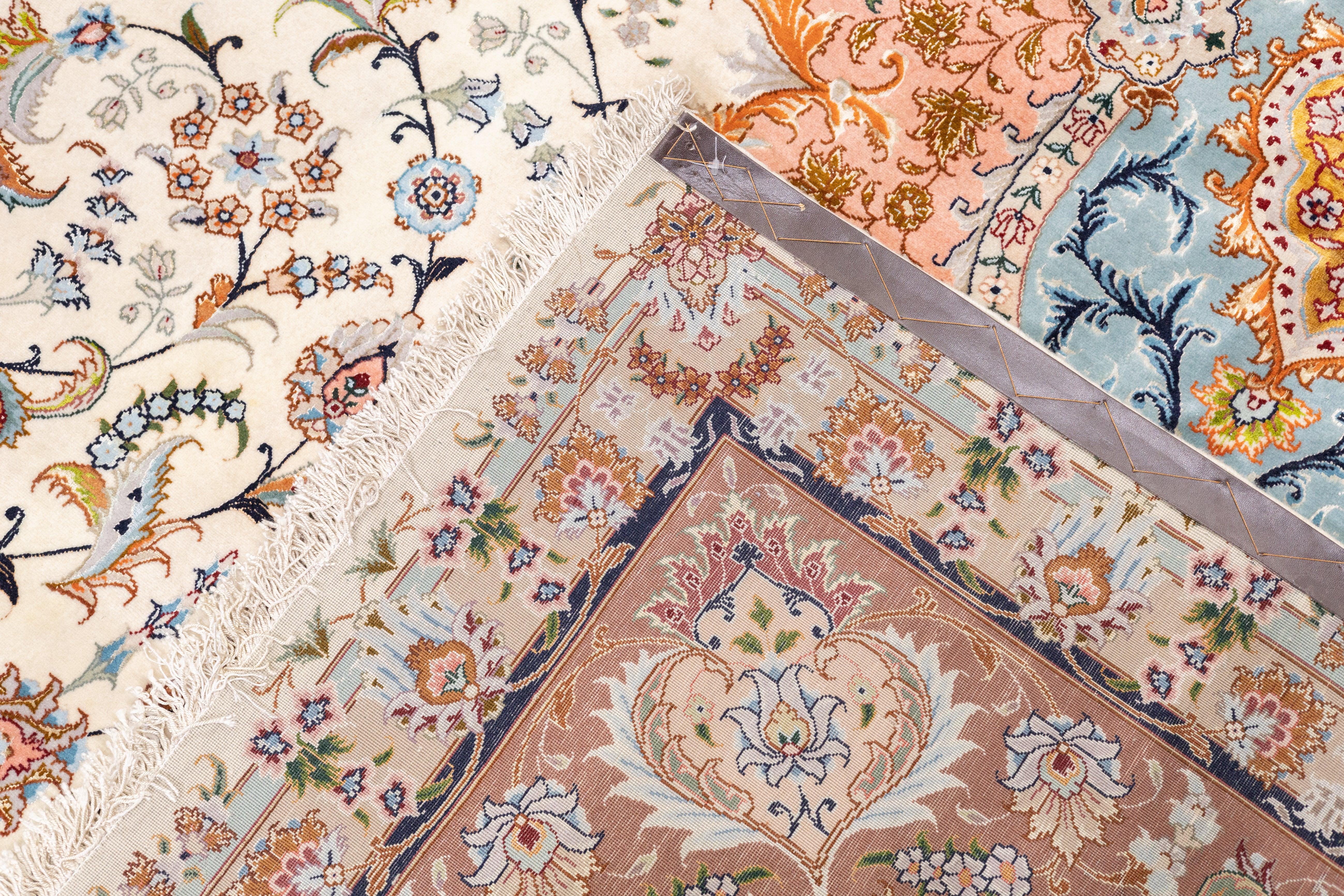 Lana Tappeto Tabriz in lana e seta persiana estremamente fine 9'9'' x 13'0'' in vendita