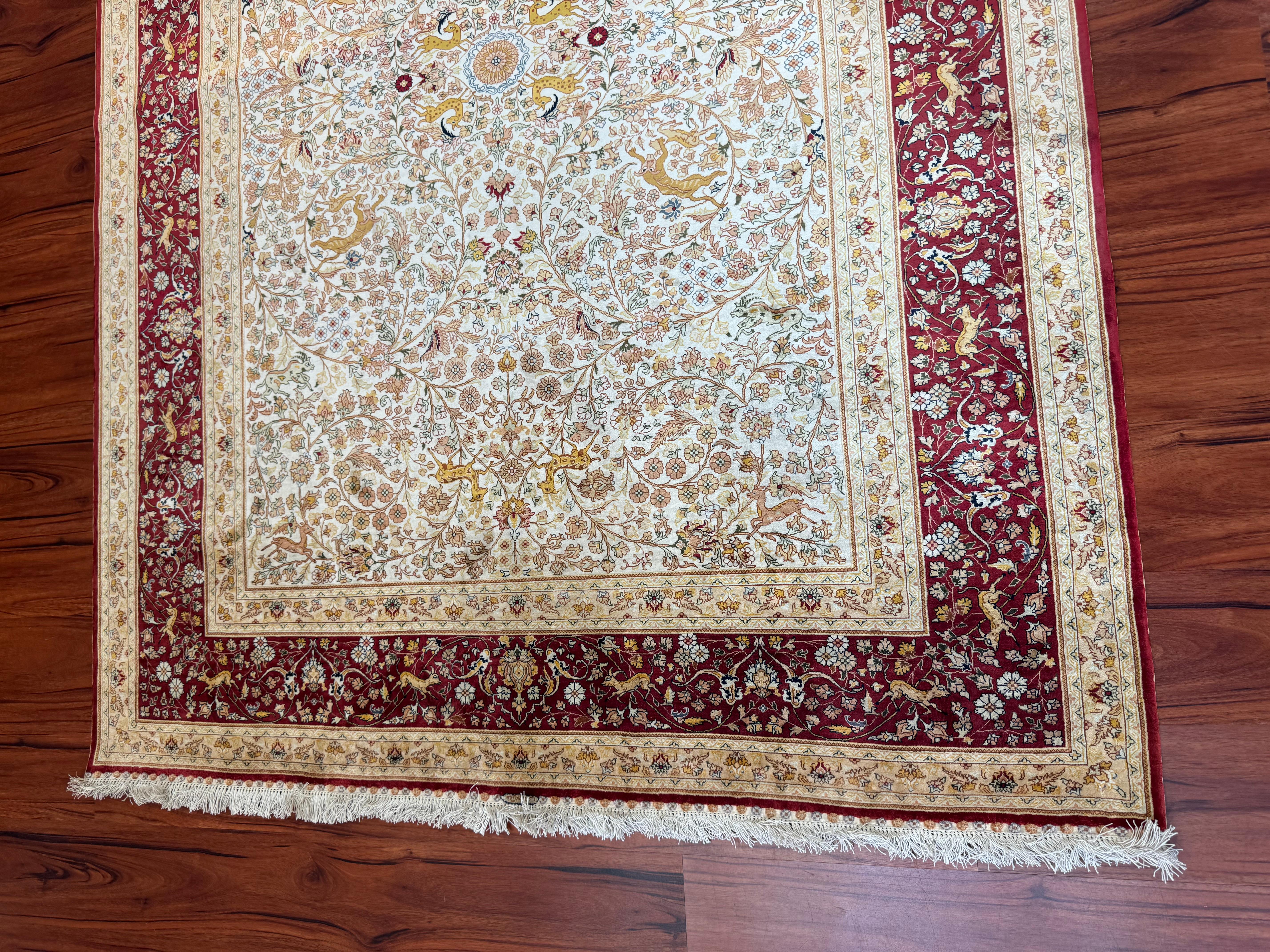 Extremely Fine Silk Hereke Rug For Sale 4