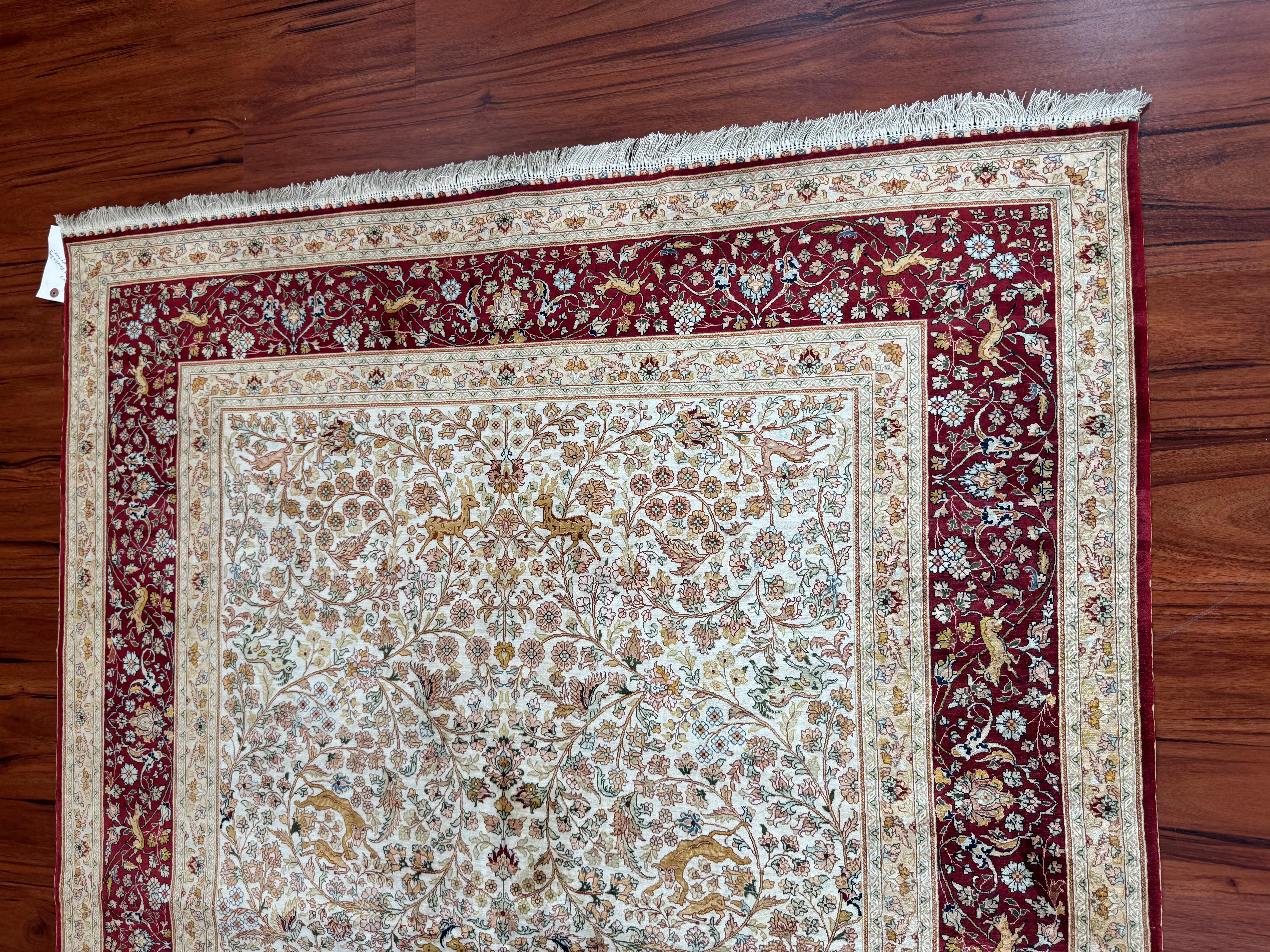 Extremely Fine Silk Hereke Rug For Sale 5